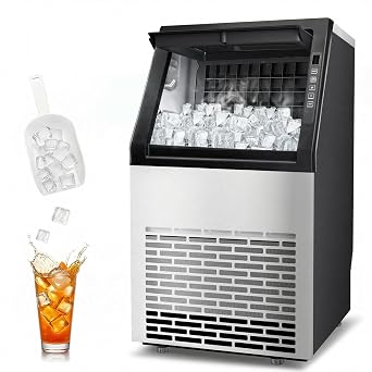DOGHLY Commercial Ice Maker Machine, 100lbs/24H Stainless Steel Under Counter ice Machine, 20 lbs Ice Storage Capacity, 36 Ice Cubes in 10-15 Mins, Freestanding Ice Maker for Home/Bar/Restaurant
