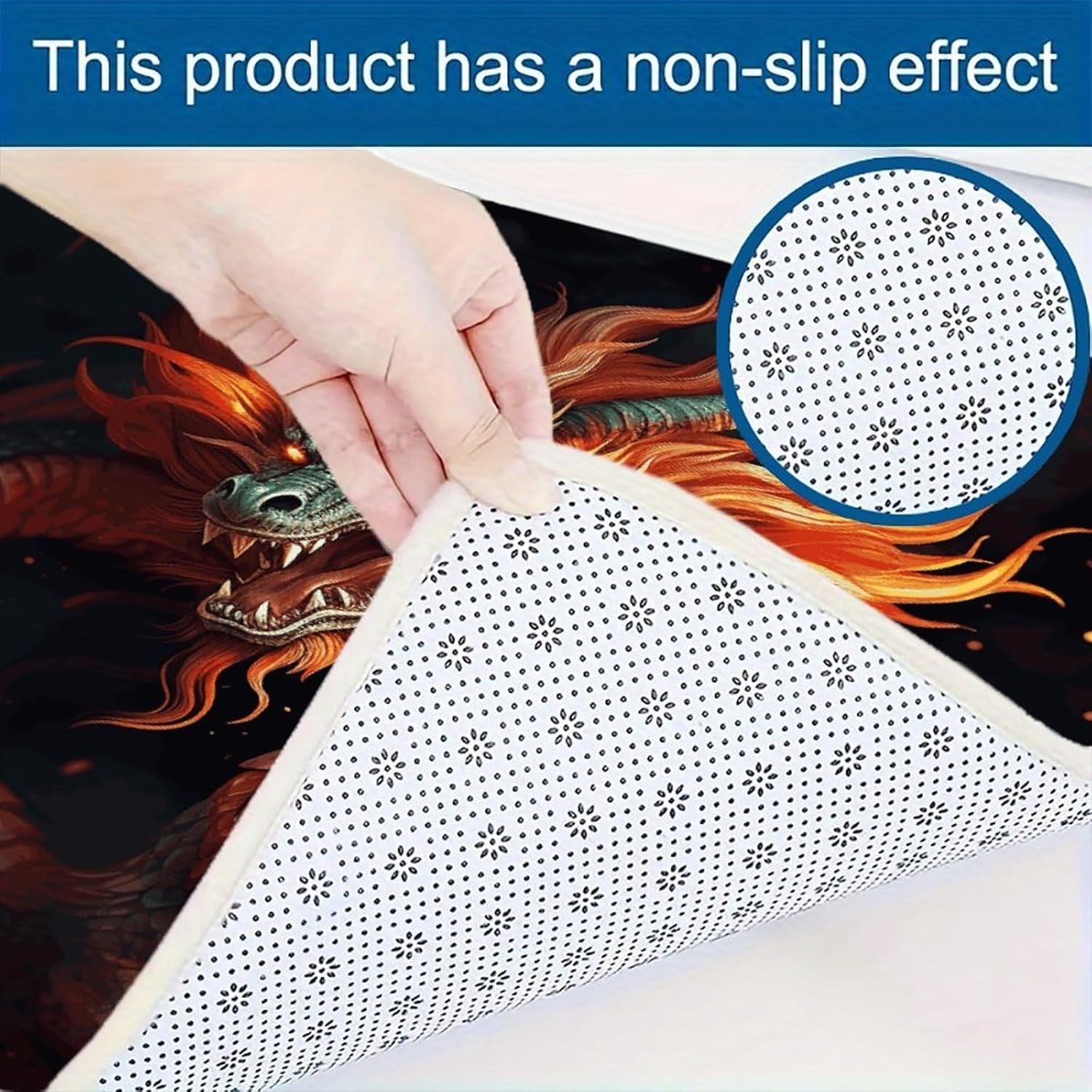 Chinese Dragon Kitchen Mats Soft Absorbent Rugs for Floor Non Slip Washable Kitchen Mats Fashion Rectangular Rugs for Three-Piece Set for Laundry Office Home Sink