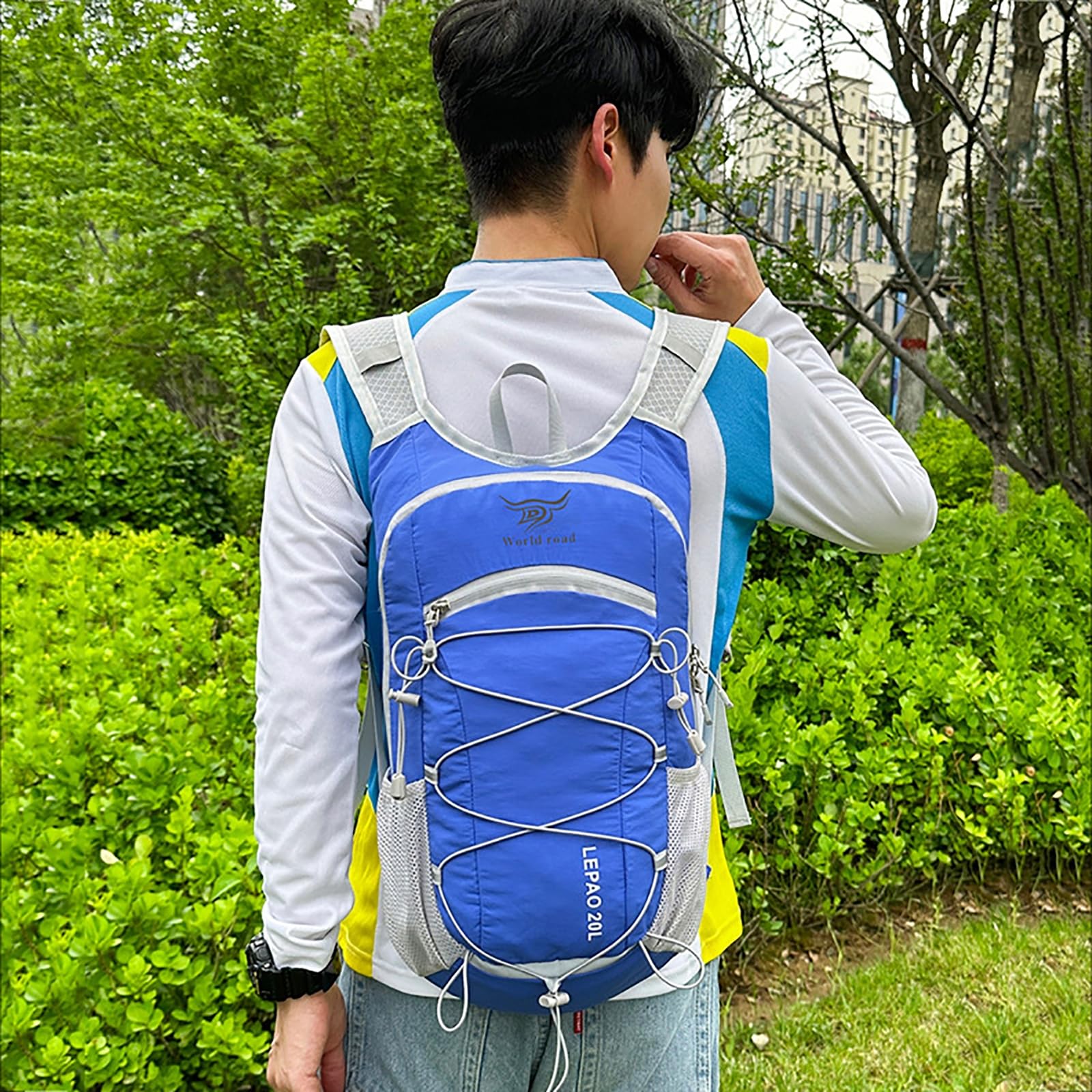 Zaino impermeabile da 30 l, leggero, da escursionismo, da viaggio, per campeggio, trekking, ciclismo, arrampicata, unisex, ideale per avventure all'aria aperta, Blu