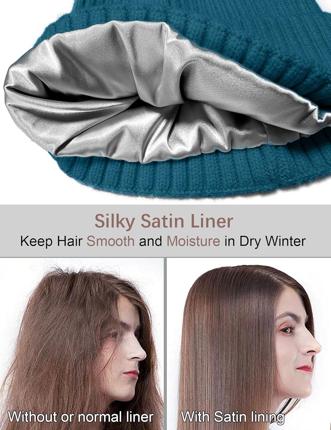 vidsel Satin Lined Wool Beanie Hat for Women Men Winter Cold, Warm Knit Fashion Cuffed Beanie Skull Cap Watch Cap - Image 3