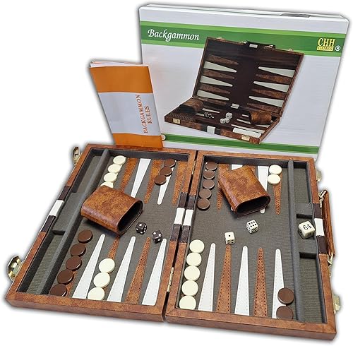 Miniatura 2 de Juego de backgammon, 18 pulgadas, café y blanco