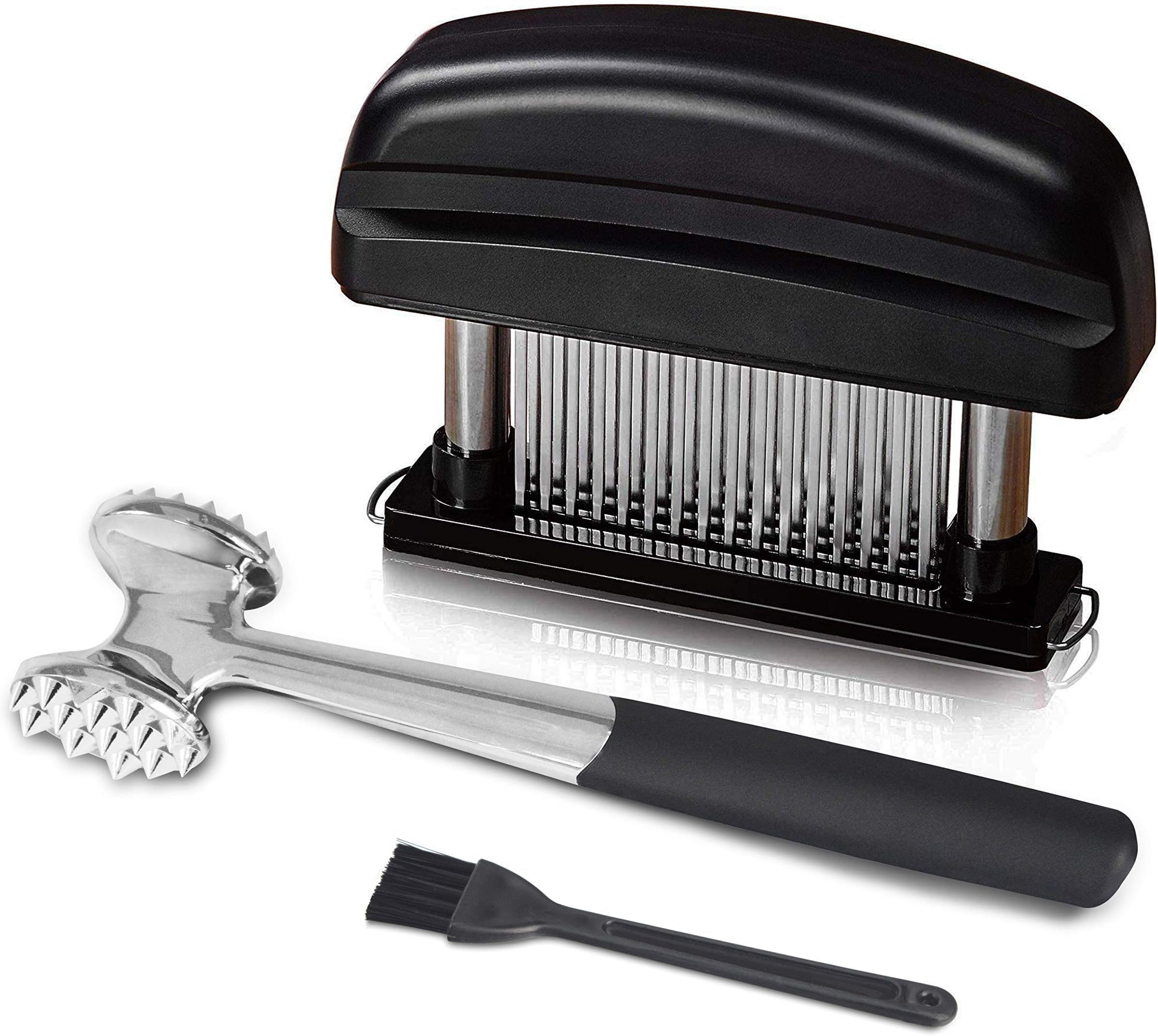 elabo Kitchen Meat Tenderizer Sets - Heavy Duty Manual Hammer Mallet Tool and Meat Tenderizer Needle Tool with 48 Stainless Steel Sharp Blades For Steak, Chicken, Fish, Pork, Beef, Veal