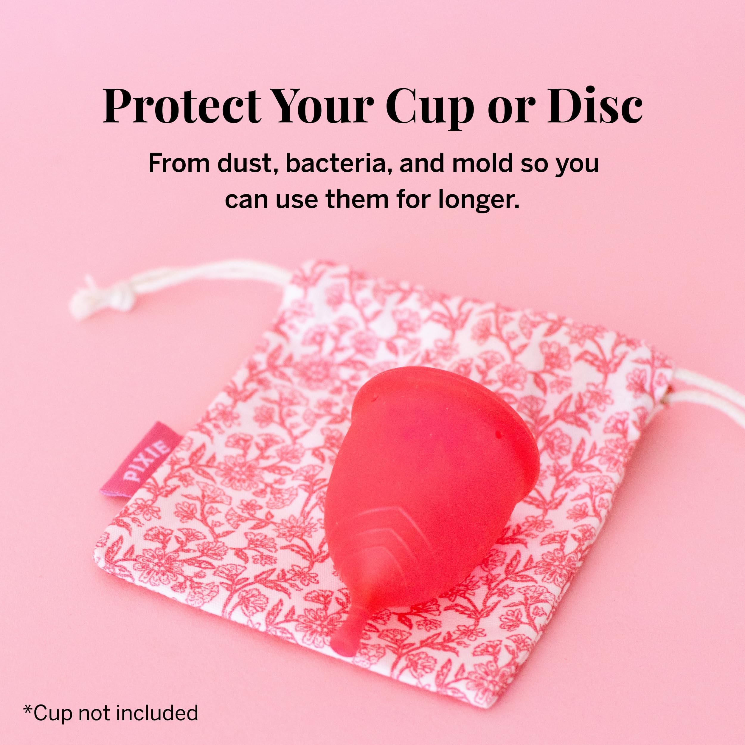Pixie Menstrual Cup Storage Bag – etui z 100% organicznej bawełny na kubeczek i dysk menstruacyjny oraz kulki Kegla – wielorazowy, oddychający pokrowiec do przechowywania