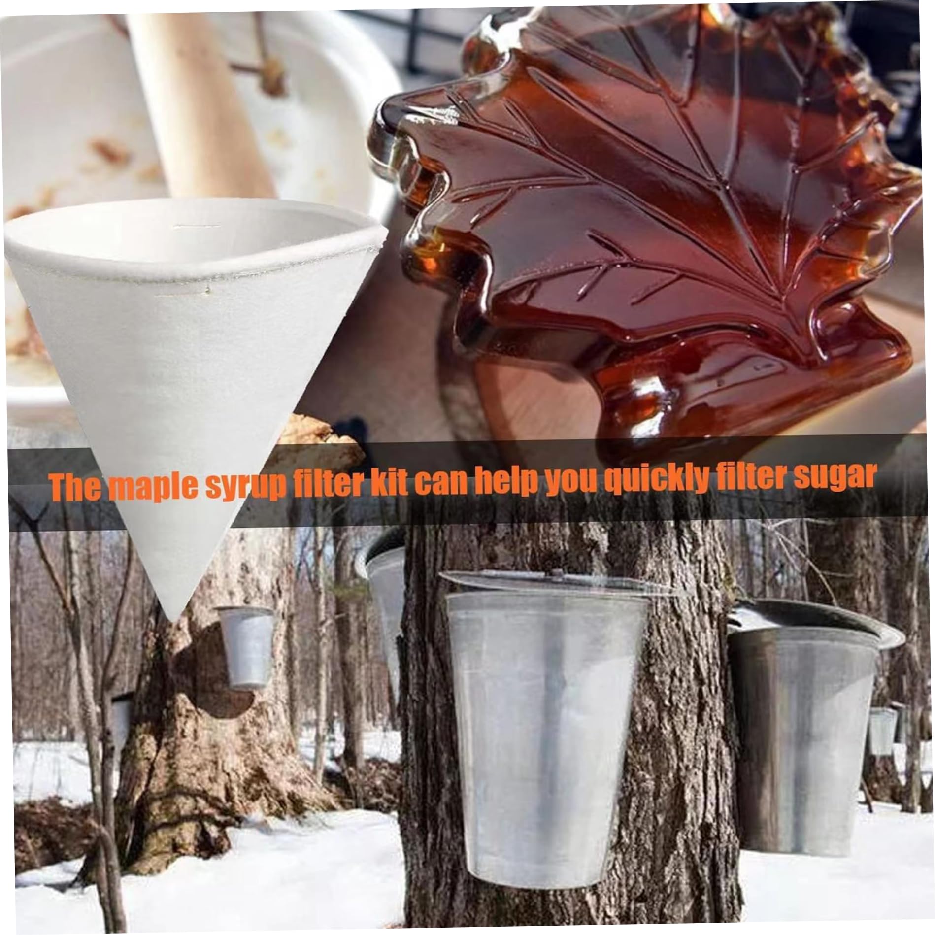 AEIOFU 10PCS Maple Syrup Filters Maple Syrup Taps Includes 8 Pre-Filter&2 Heavy-Duty Filter, 9 Inch Reusable Cone Maple Sap Filter, Hanging Maple Syrup Supplies Maple Syrup Kit