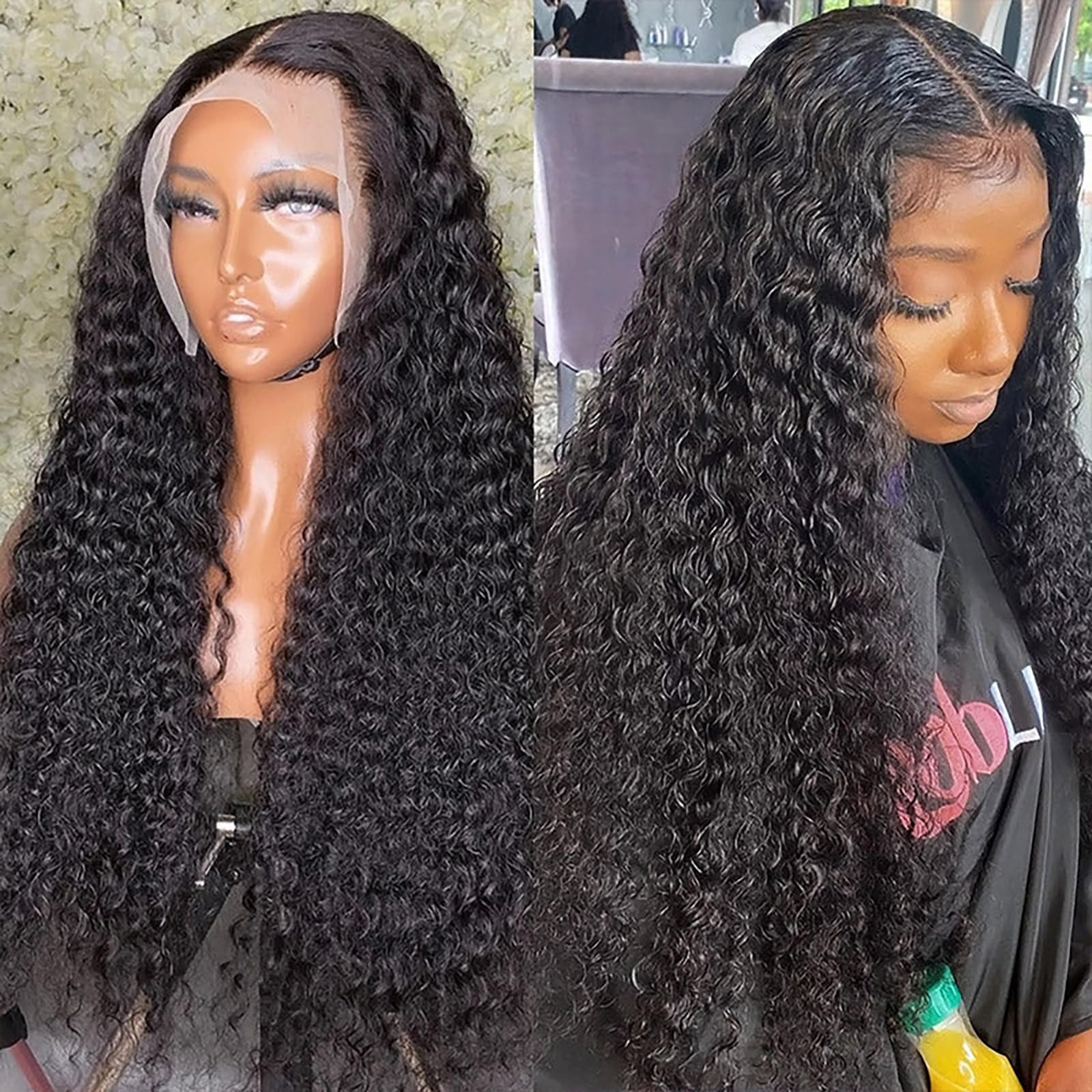 Amazon.com : 30Inch Deep Wave Lace Front Wigs Human Hair 