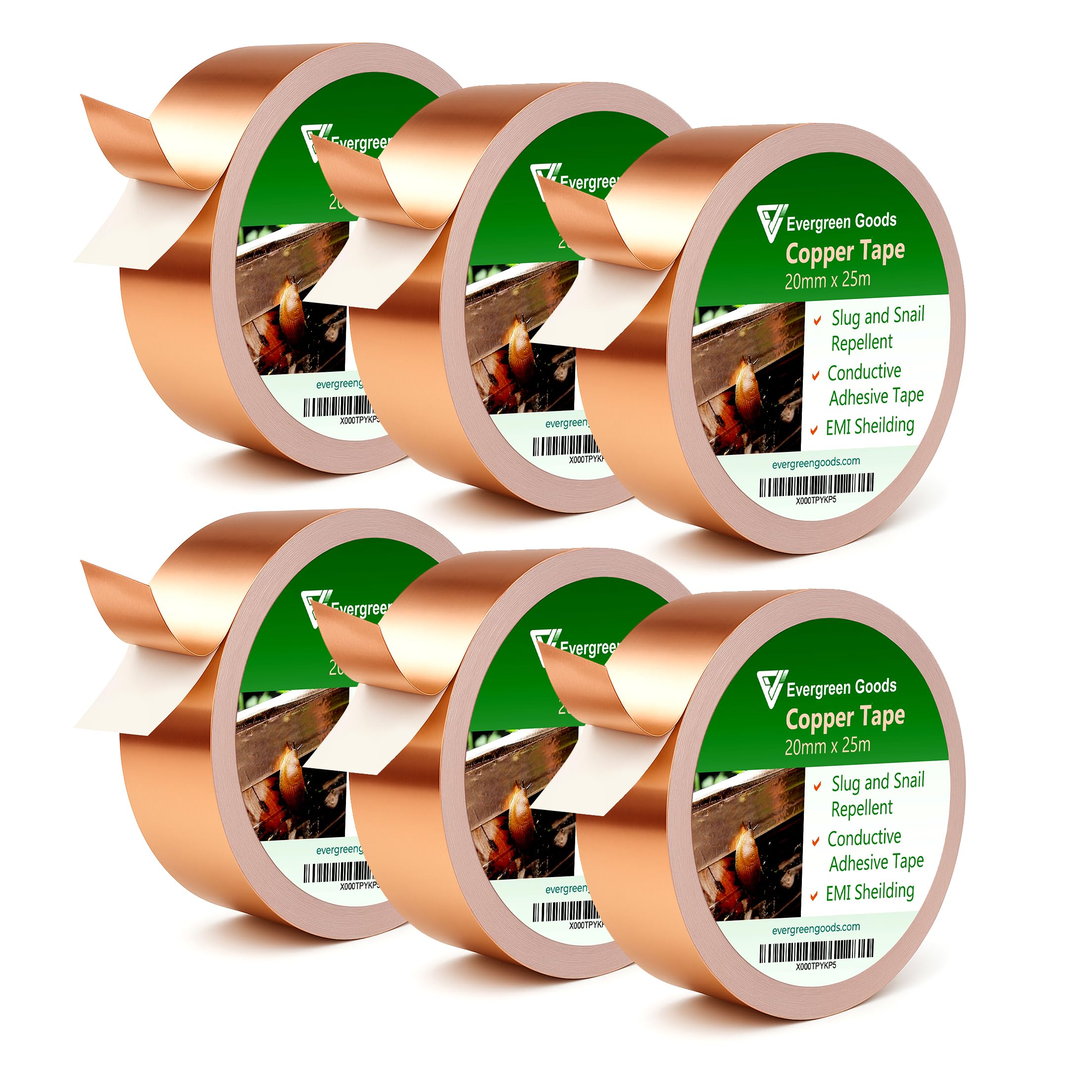 EVG Kupferband gegen Schnecken 20mm x 25m, 6 Rollen, selbstklebend