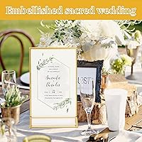 Vista 6 de Jeffbaubl Paquete de 12 soportes acrílicos para letreros dorados, marco transparente de doble cara de 4 x 6 pulgadas, soporte vertical de marco