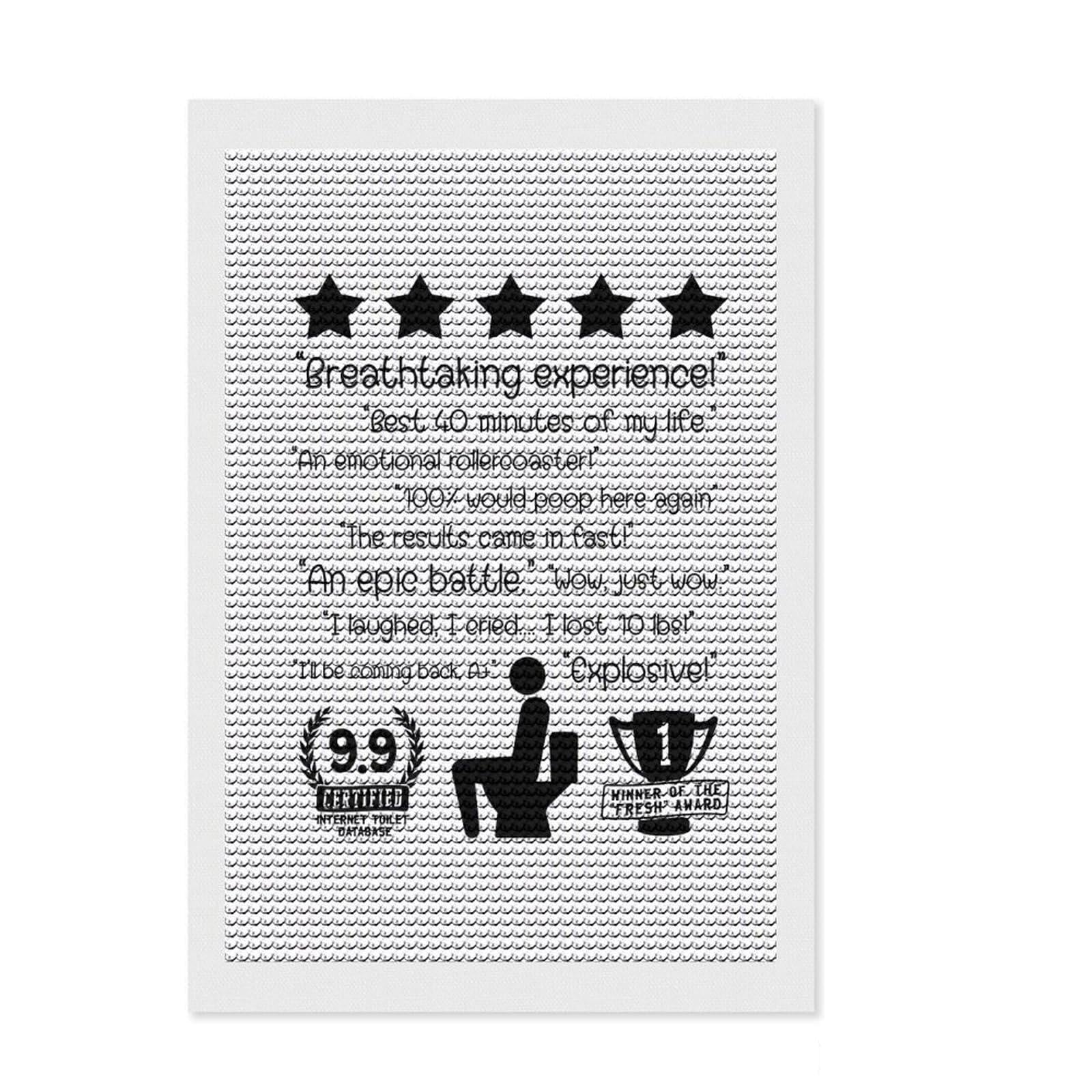 Junmoney Toilet Humor Review Crystal Diamond Art Kit 8"x12", Arts and Crafts, Aesthetic Room Decor, Boho Decor, Festive Home Decor