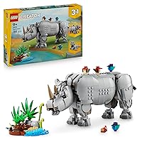 LEGO Creator 3 in 1 Animali Selvatici: Maestoso Rinoceronte con Uccelli Giocattolo