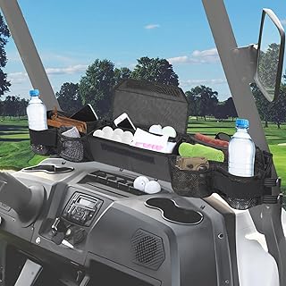 StarknightMT Universal Golf Cart Front Storage Basket,Foldable Dash Tray Organizer, No Drill Golf Cart Organizer Compatible with EZGO Club Car Kandi Electric Golf Cart Yamaha, 1680D Oxford Fabric