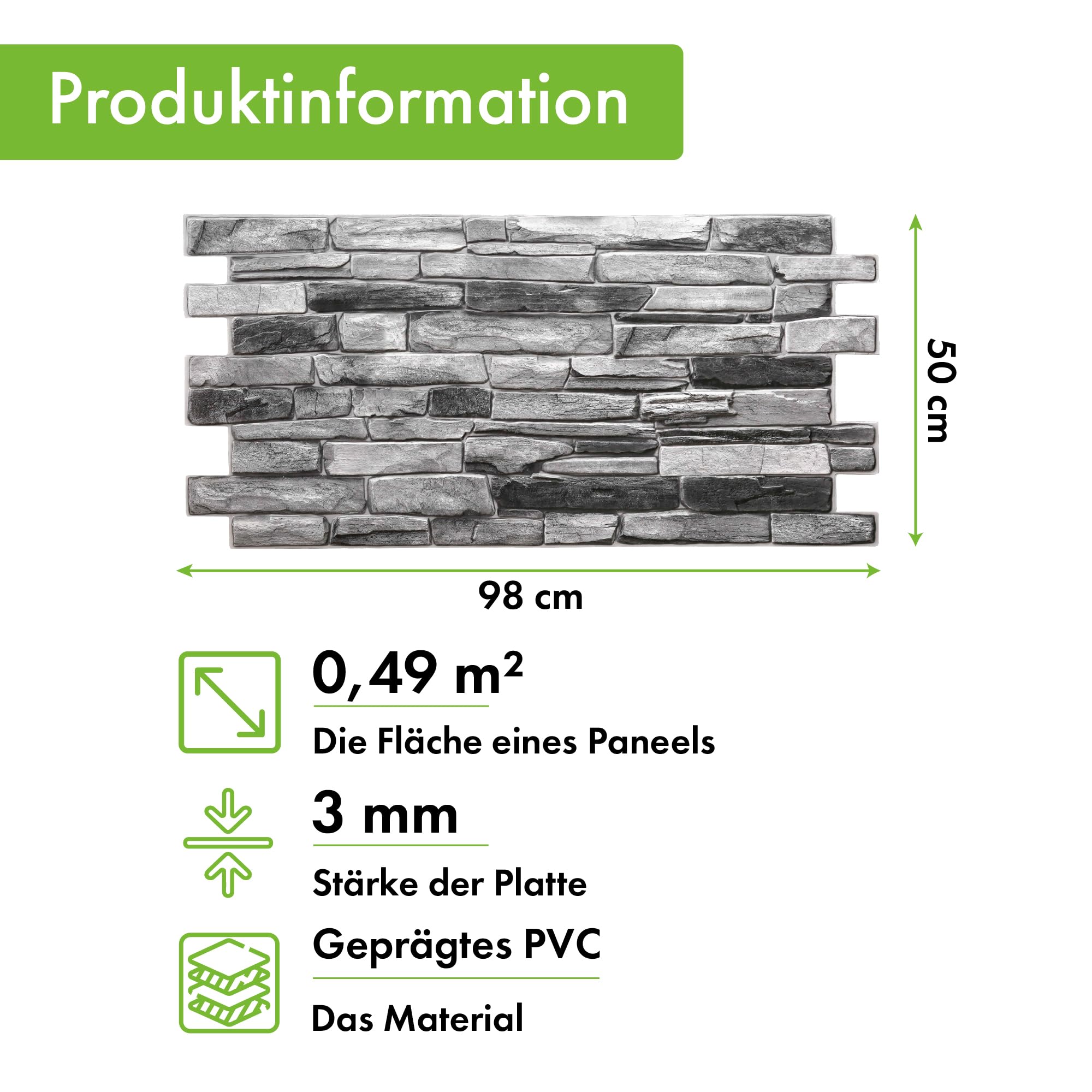 Grace Baltic - 4,9 m²/10 Stück Beste Qualität 3D Wandpaneele Wandverkleidung PVC-Verkleidung Wanddeko Wandtattoos elastisch 1mm Stärke