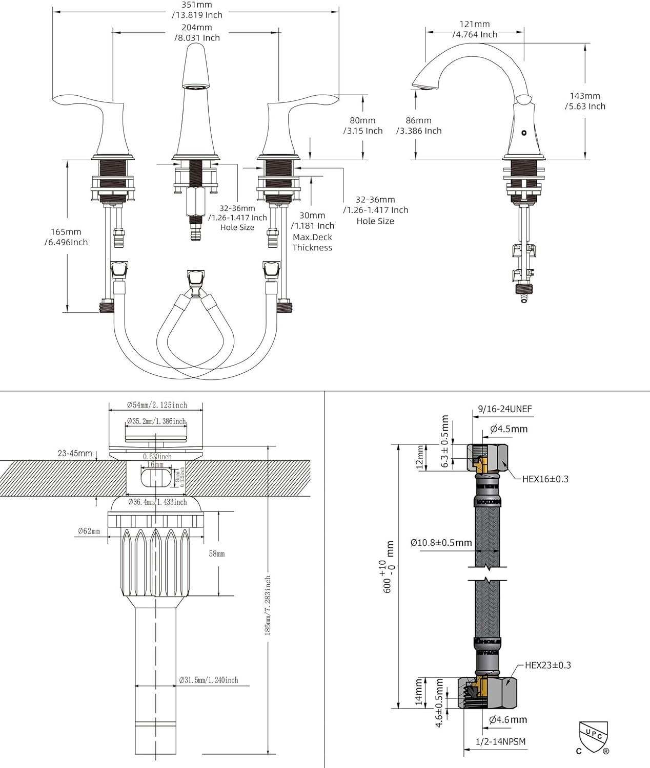 Centerset & Widespread Bathroom Sink Faucet Bundle Brushed Nickel Two Handles (13647-13591)