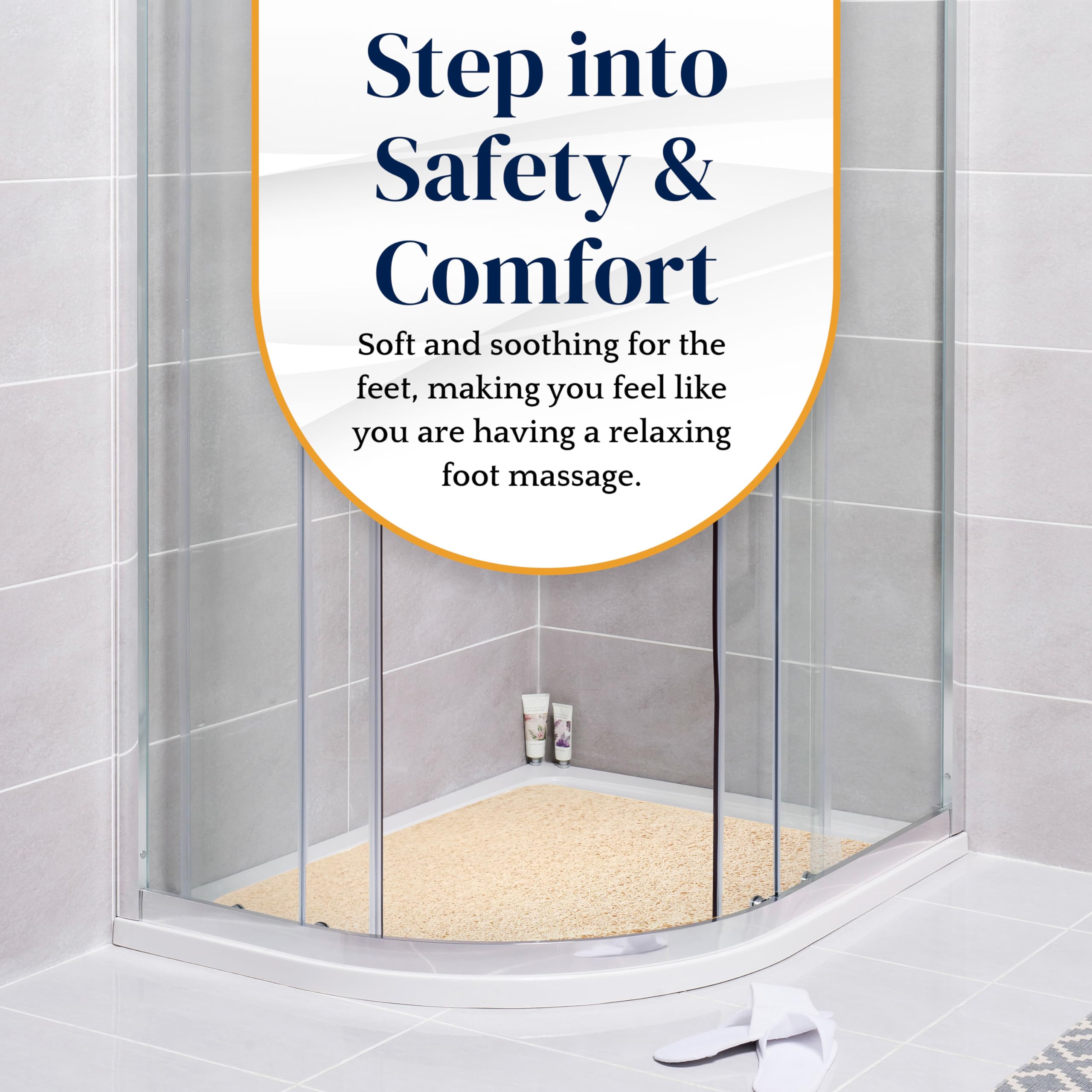 Tapis de douche d'angle antidérapant, anti-moisissure, incurvé et antidérapant pour douche, tapis de douche en luffa en PVC pour douche d'angle et ronde, séchage rapide, facile à nettoyer, E, 80 x 80