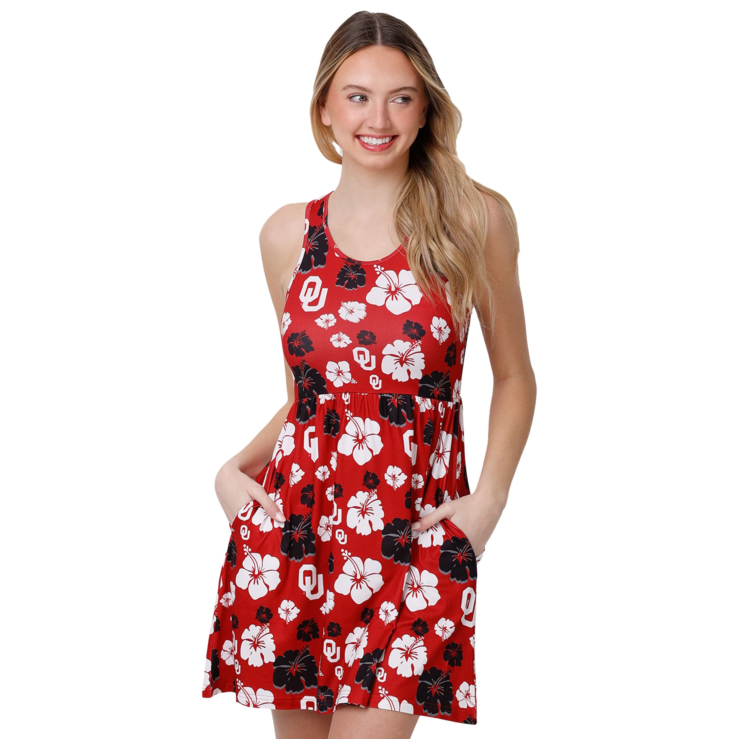 FOCO Oklahoma Sooners NCAA Womens Fan Favorite Floral Sun Dress