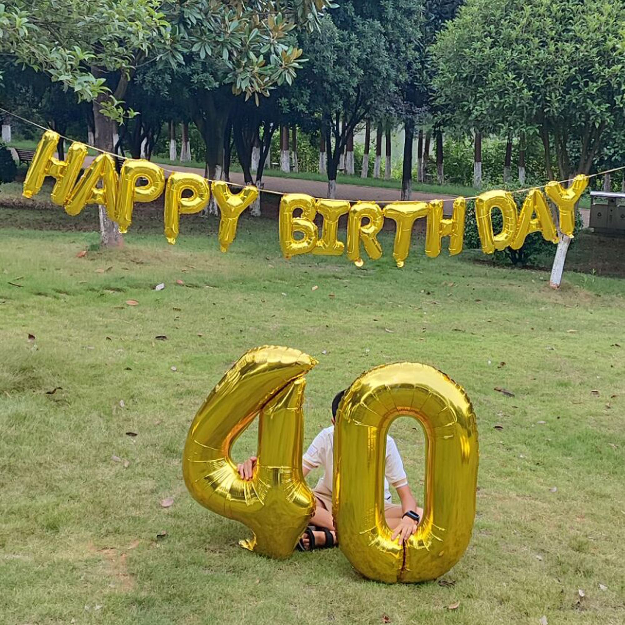 SHUNTAI 40th Birthday Decorations for Men Women 40 Balloon Numbers Gold Jumbo Number 40 Foil Mylar Balloons with Happy Birthday Letter Balloon Banner 40 Years Old Anniversary Party Events Supplies
