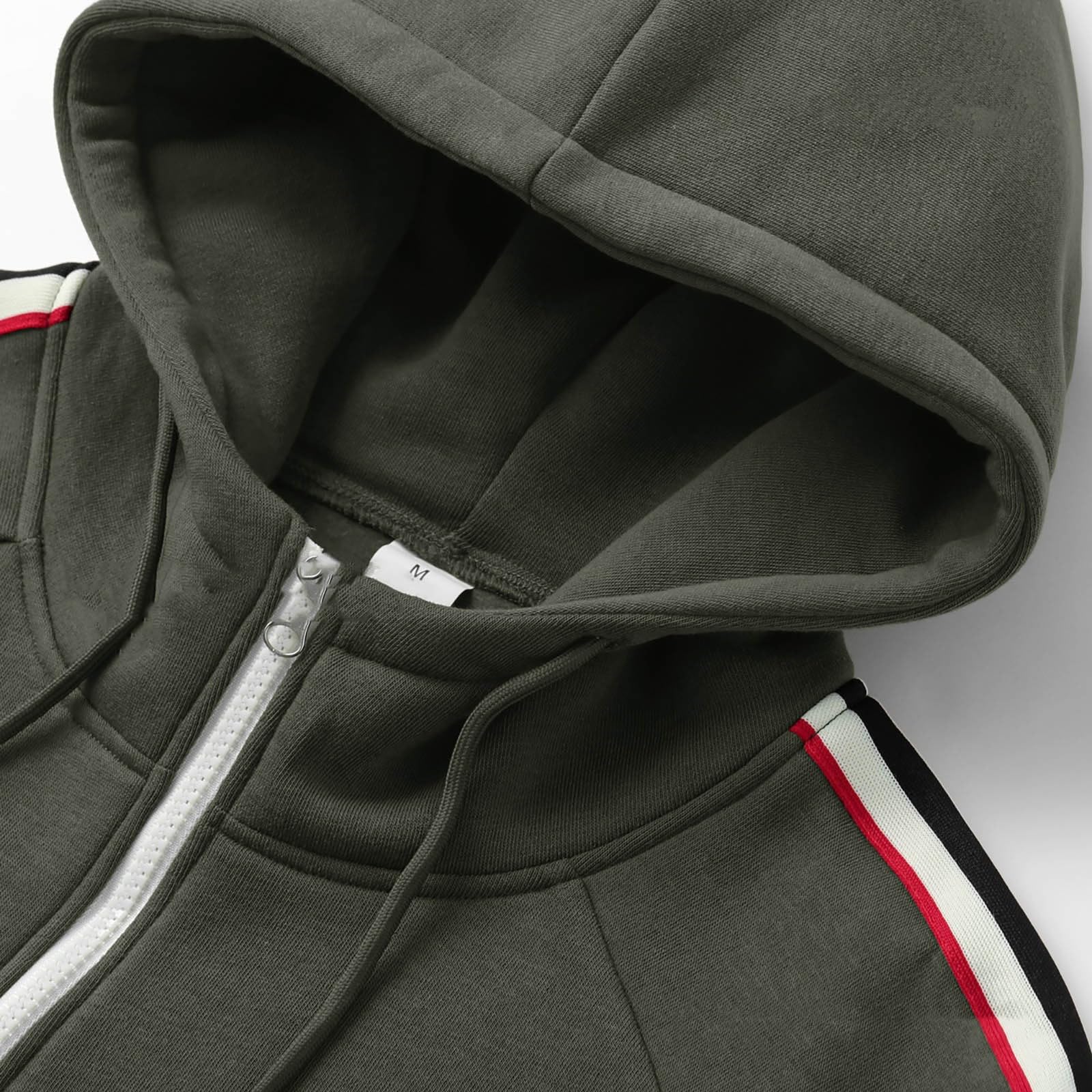 Generico Tuta Uomo Completa Strisce Zip Felpa Cappuccio Pantaloni Fitness | Strisce Laterali Sportive, Cotone Morbido e Zip Frontale, Ideale per Palestra e Tempo Libero