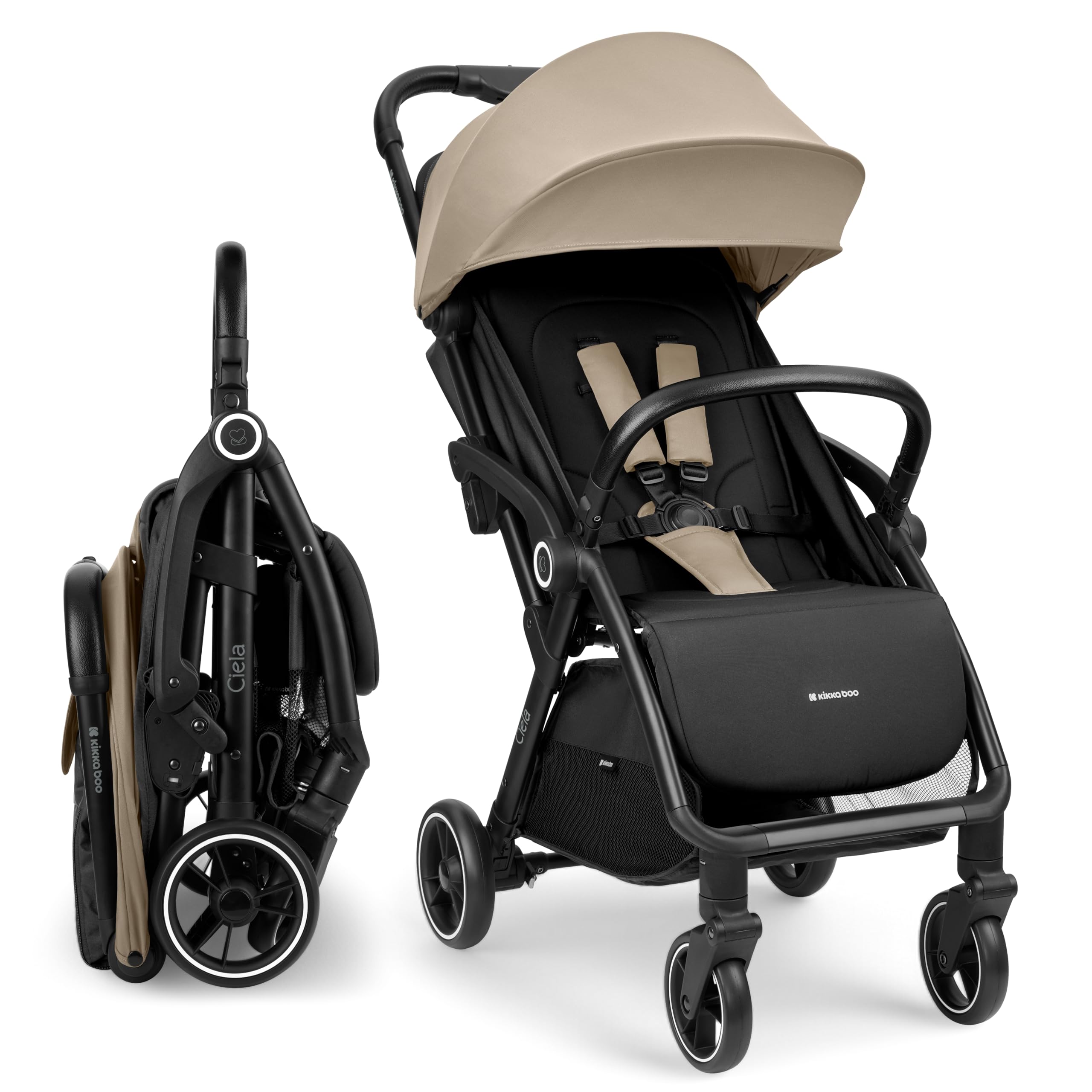KikkaBoo Silla de Paseo Ligera CIELA, Carrito Bebé Compacto hasta 22 kg, Plegado Automático, Reclinable, Superligero, Tamaño Cabina Avión, Negro — view 12