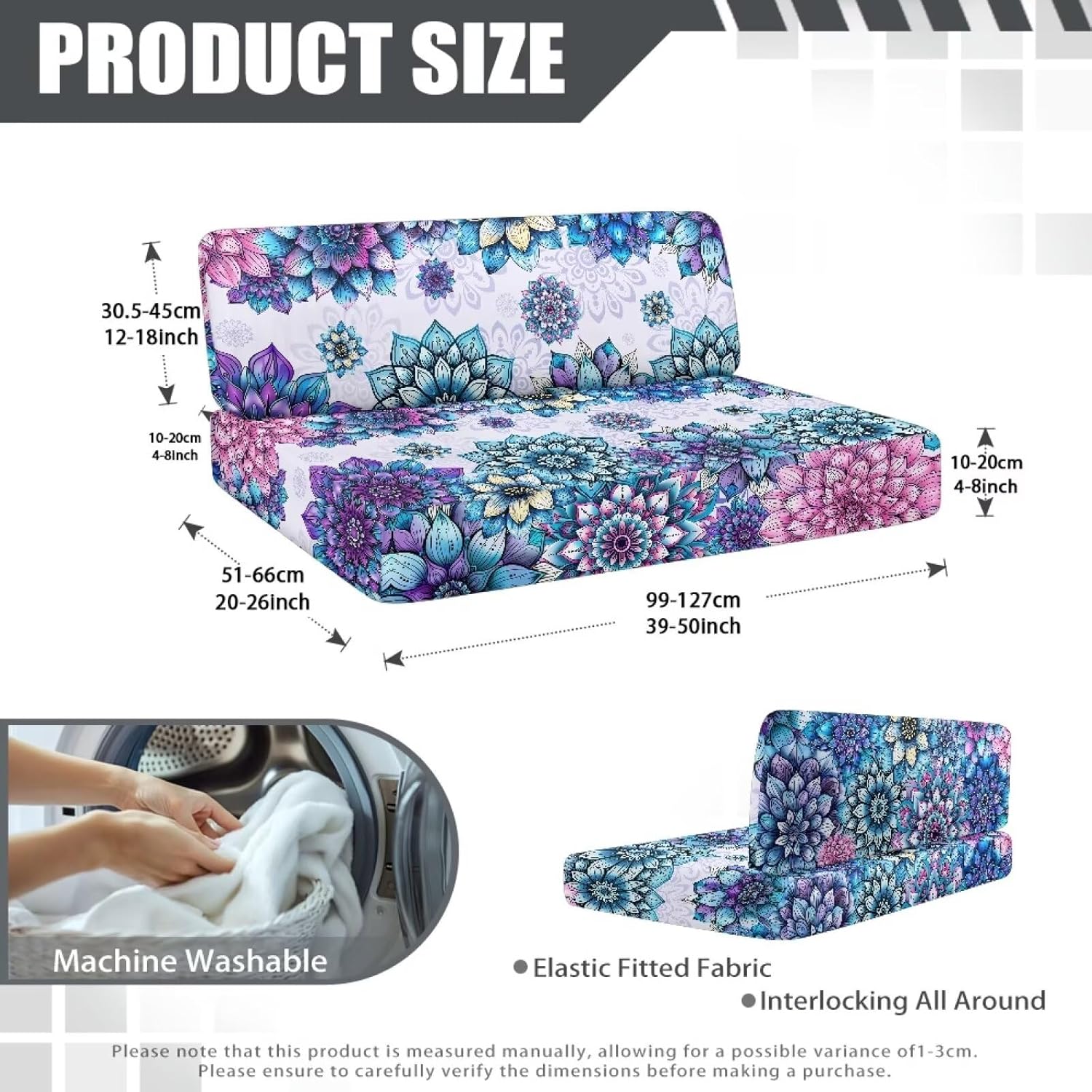 Rv Dinette Cushion Covers Set of 2 Boho Flowers Camper Must Haves Comfortable Loveseat Slipcovers with 1 Bench Cover & 1 Backrest Cover for RV Car Couch for Neighbors