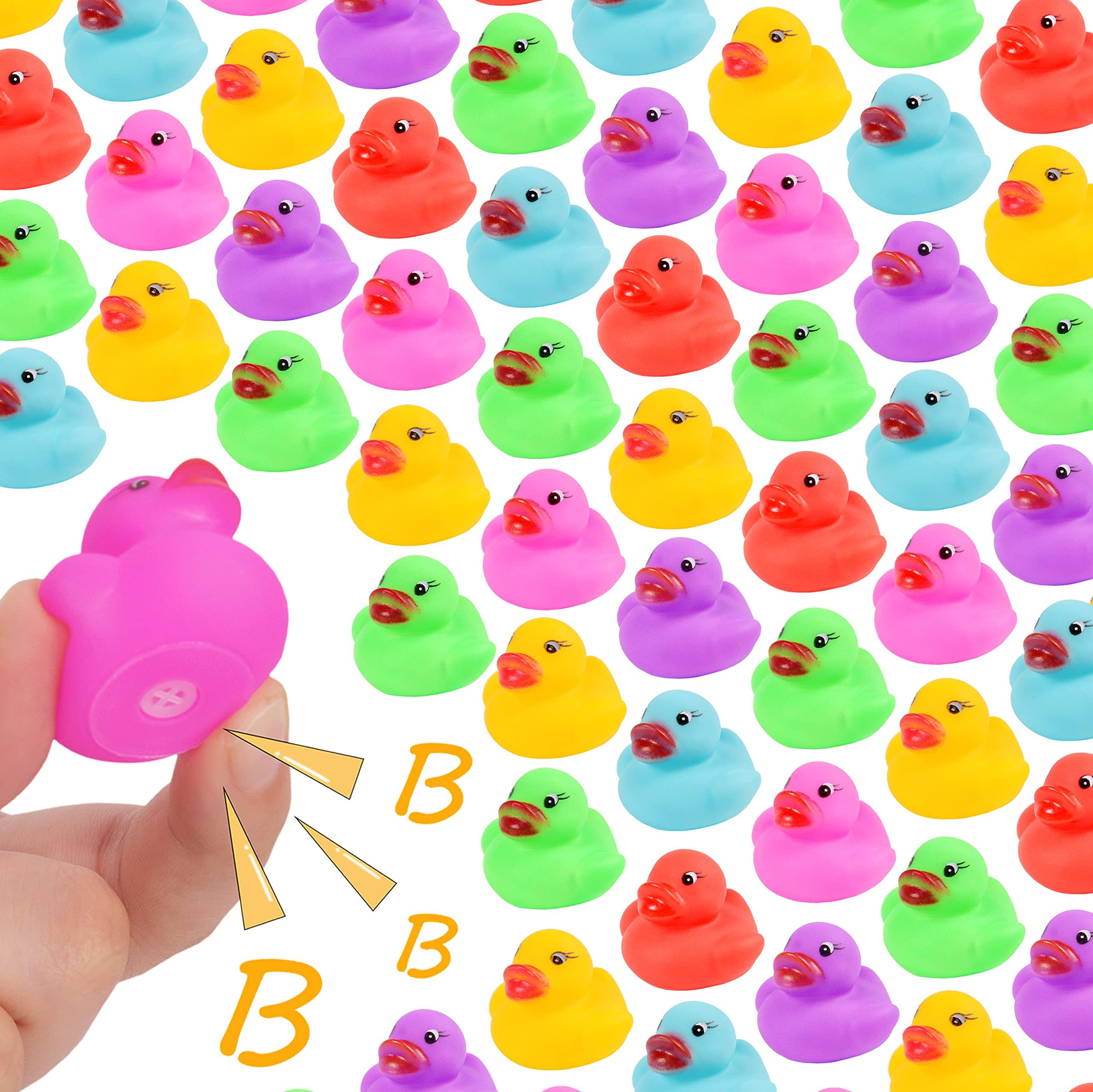 54-Pack Mini Ducks, Mini Colorful Rubber Duckies Bath Toy for Child, Small Duck Bulk Float & Squeak Tiny Ducky Pool Toys