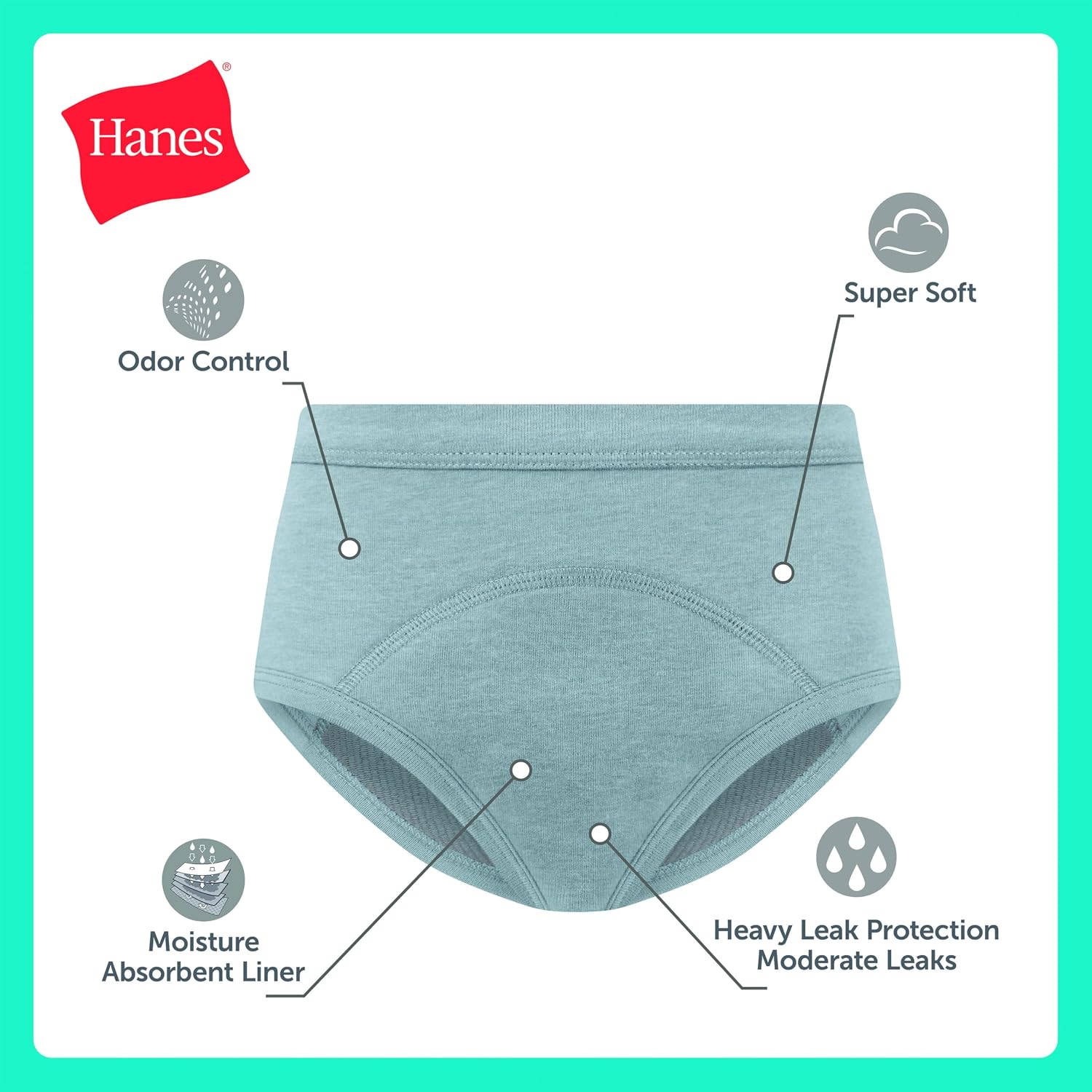 Hanes Boys' Potty Training Underwear Brief, Heavy Absorbency Toddler Boys' Cotton Training Underwear, 5 Pack
