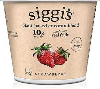 siggi's® Plant-Based Coconut Blend, Strawberry, 5.3 oz. Cup – Single Serving Dairy Free Snack, More Protein Than Sugar