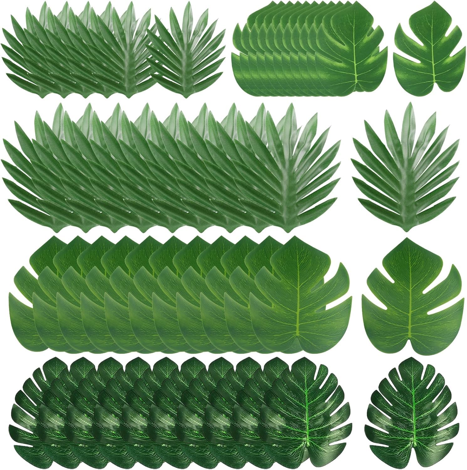 50Pcs Fake Leaves 14-22cm Tropical Artificial Leaves 5 Size Leaf Decoration