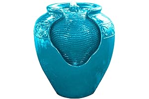 Teamson Home Glazed Pot Water Fountain Provides Tranquility for Outdoor Oasis
