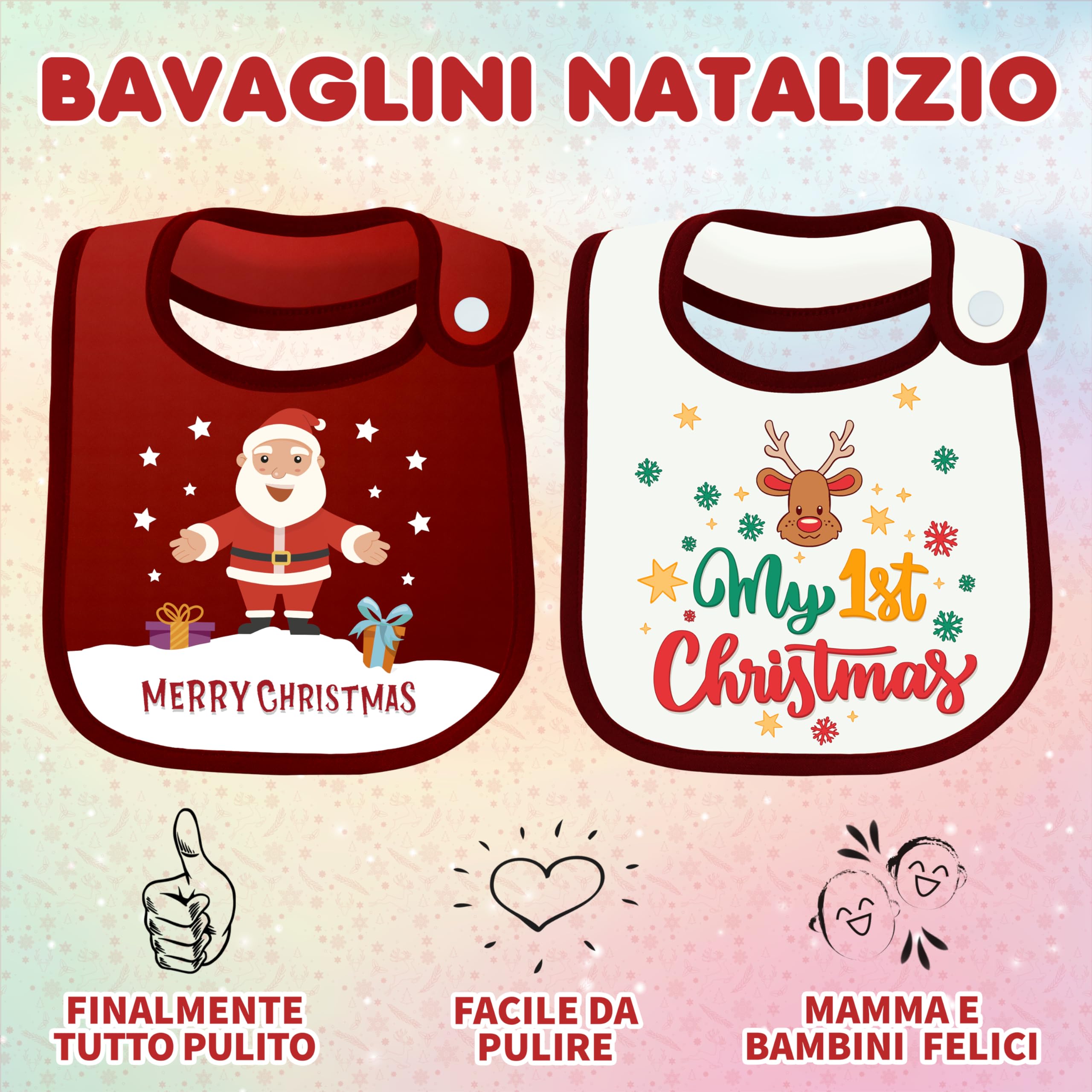 Bavaglino ricamo punto croce Il mio primo Natale – Mani di Fata