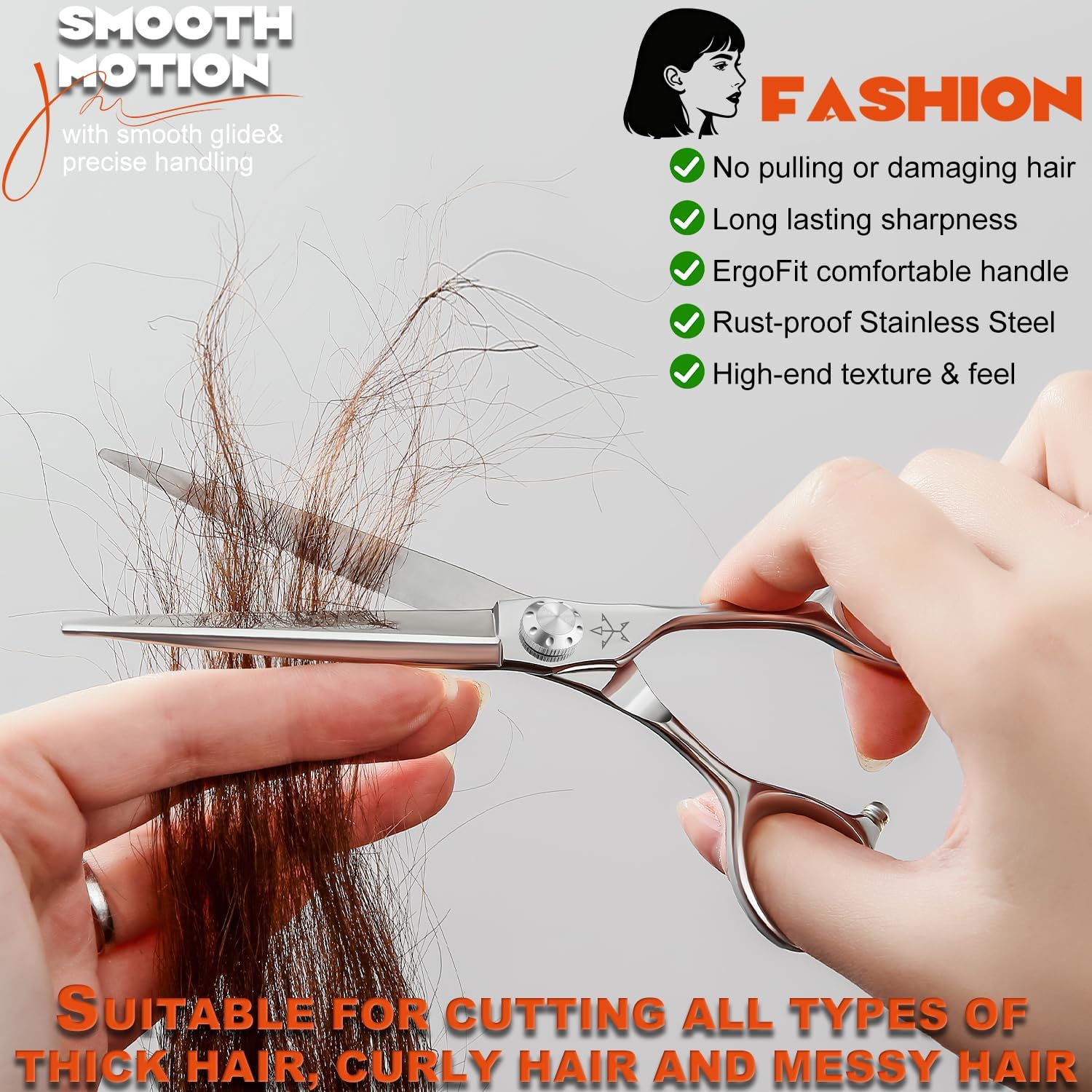 High-end Professional Extremely Very Sharp Barber Hair Cutting Scissors Hairdresser Shears For Hair 6.5 Inch Haircut Scissor Made Of Stainless Steel Alloy For Hairdressing Salon and Home Use