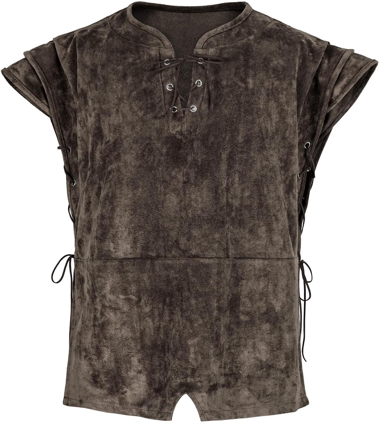 Men's Pirate Vest Viking Costume Medieval Knight leather armor Lace-up Renaissance Shirt Halloween Waistcoat