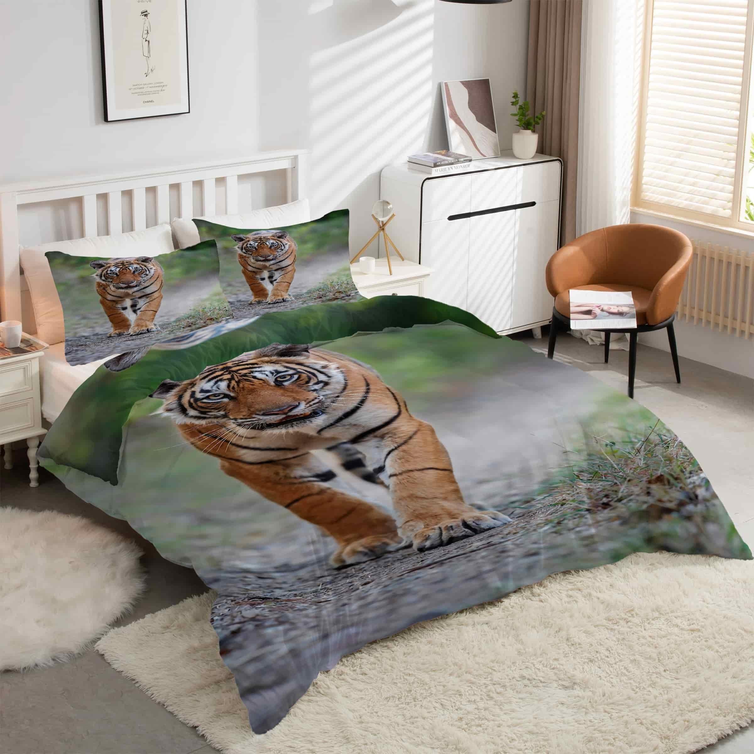 Housse couette tigre 220x240 microfibre anti-plis pour éliminer la corvée de repassage du lit