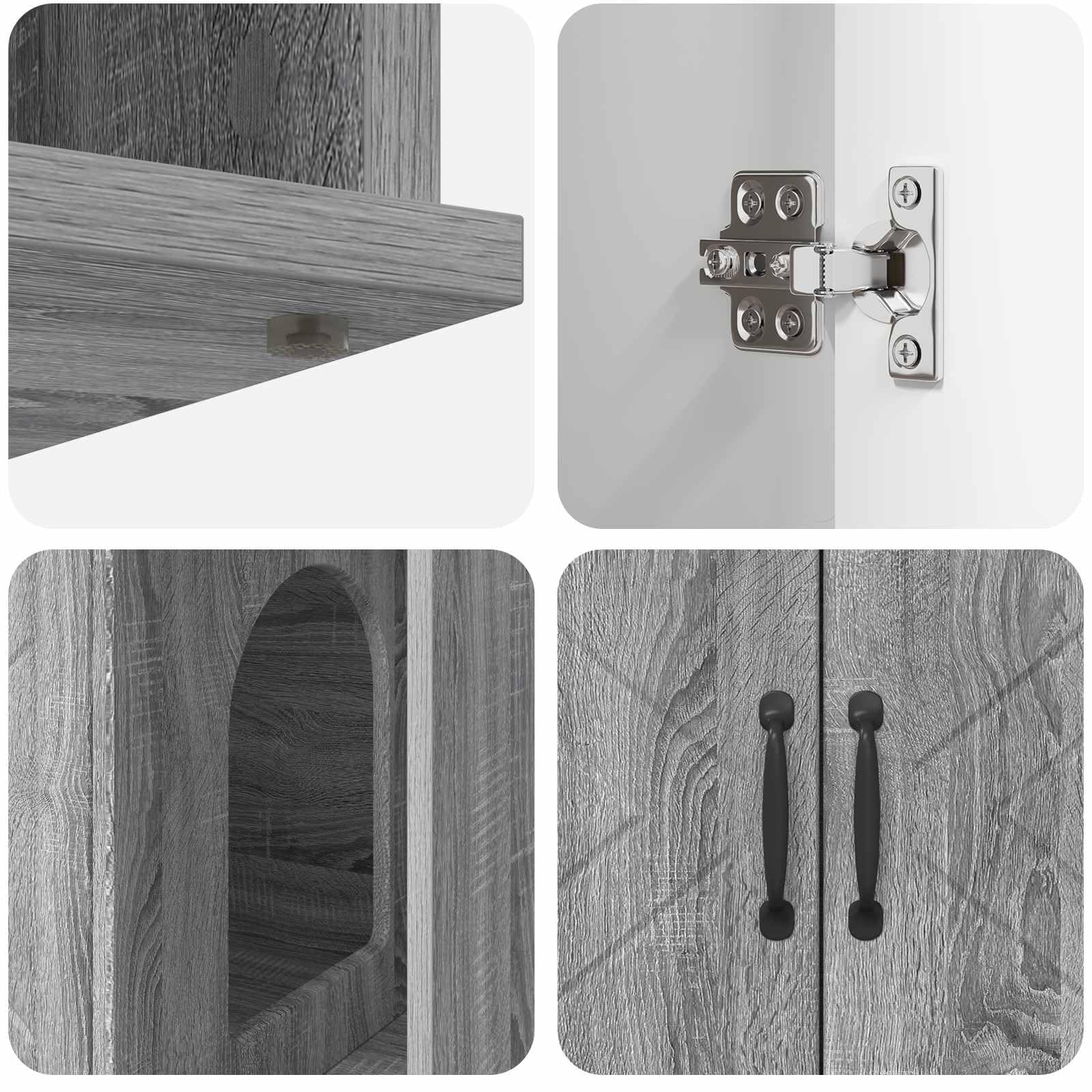 Casa rectangular para gatos gris Sonoma 85 x 55 x 50 cm de madera de ingeniería, diseño minimalista moderno para sala de estar, refugio cómodo para felino, incluye accesorios de montaje