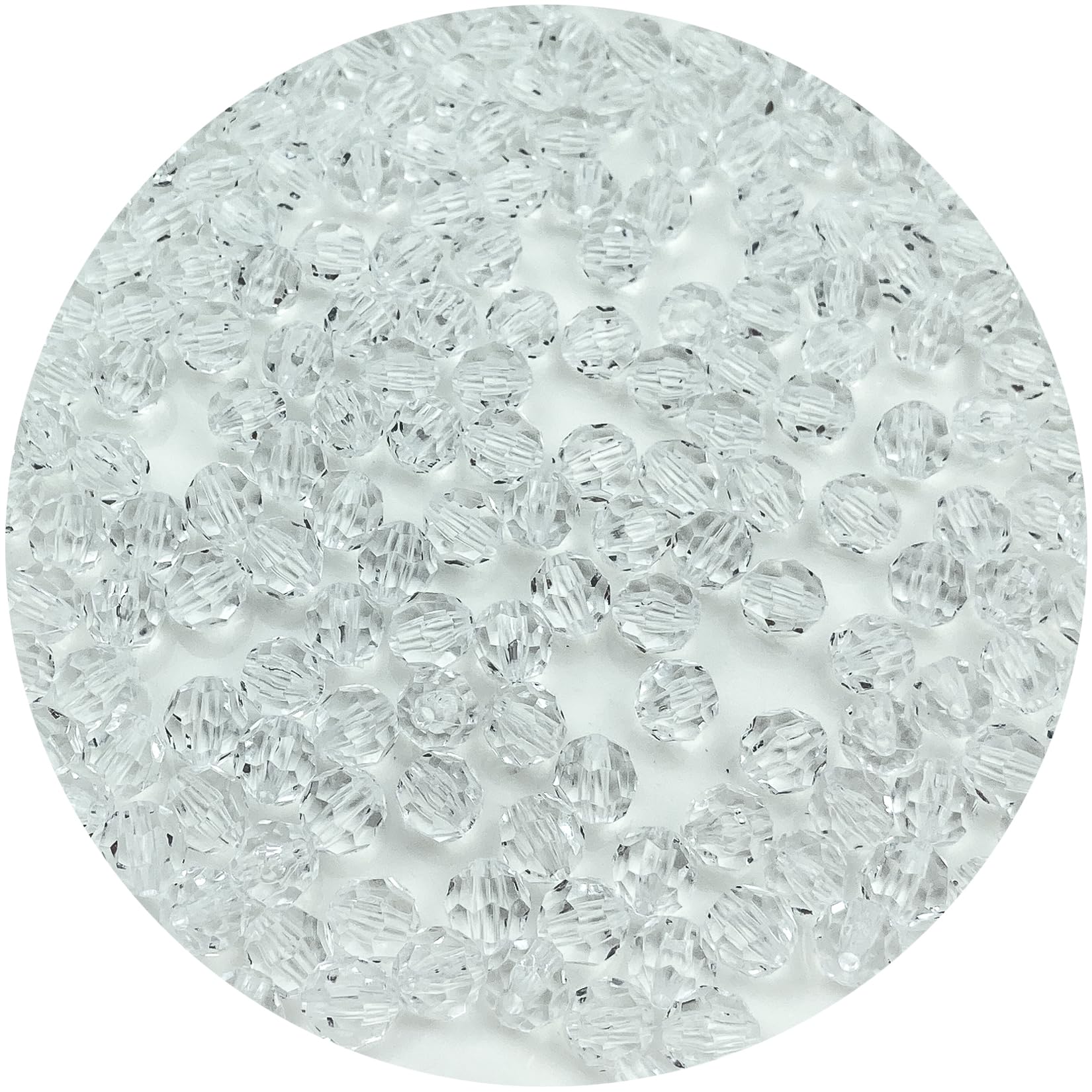 Daiyifiy 1000pcs 6mm Acrylic Round Crystal Beads Faceted Spacer Color Beads for Jewelry Making DIY Bead Bracelet Necklace Earrings(White)