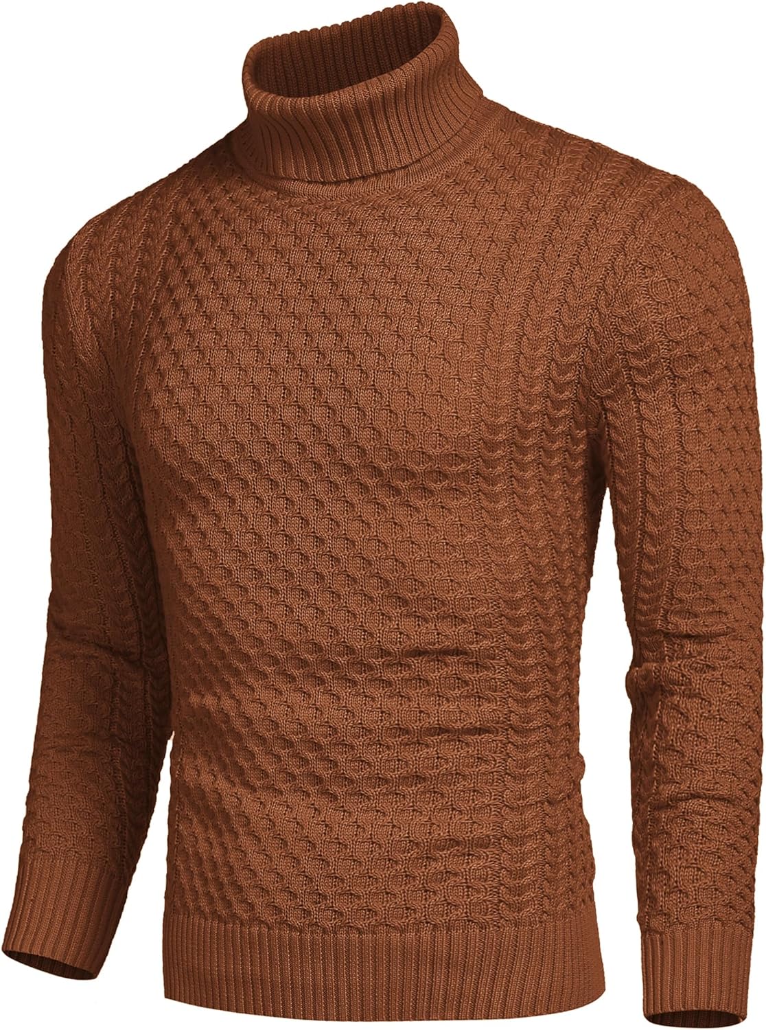 COOFANDY Men's Slim Fit Turtleneck Sweater Casual Knitted Twisted Pullover Solid Sweaters - Image 3