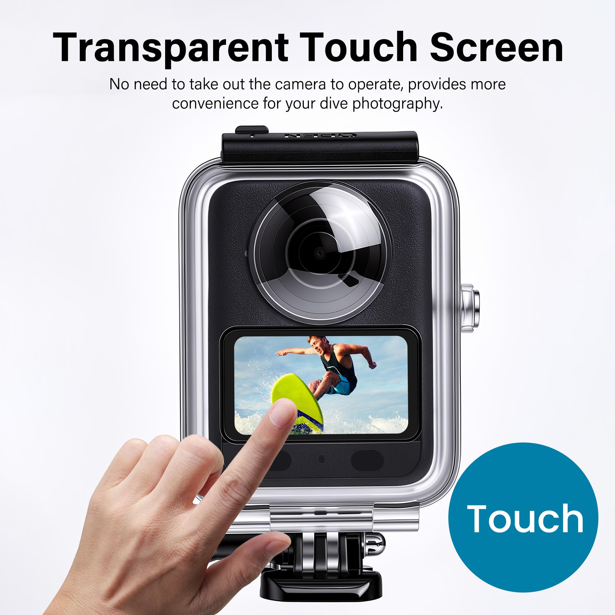 Walking Way Custodia Impermeabile per DJI Osmo 360, Alloggiamento per Fotocamera Subacquea Touch-Screen Anti-Appannamento, Immersioni Profonde fino 45m Supporto Sgancio Rapido, Accessori a Vite
