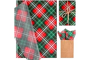Kavoc Christmas Plaid Tissue Paper - 60 Sheets