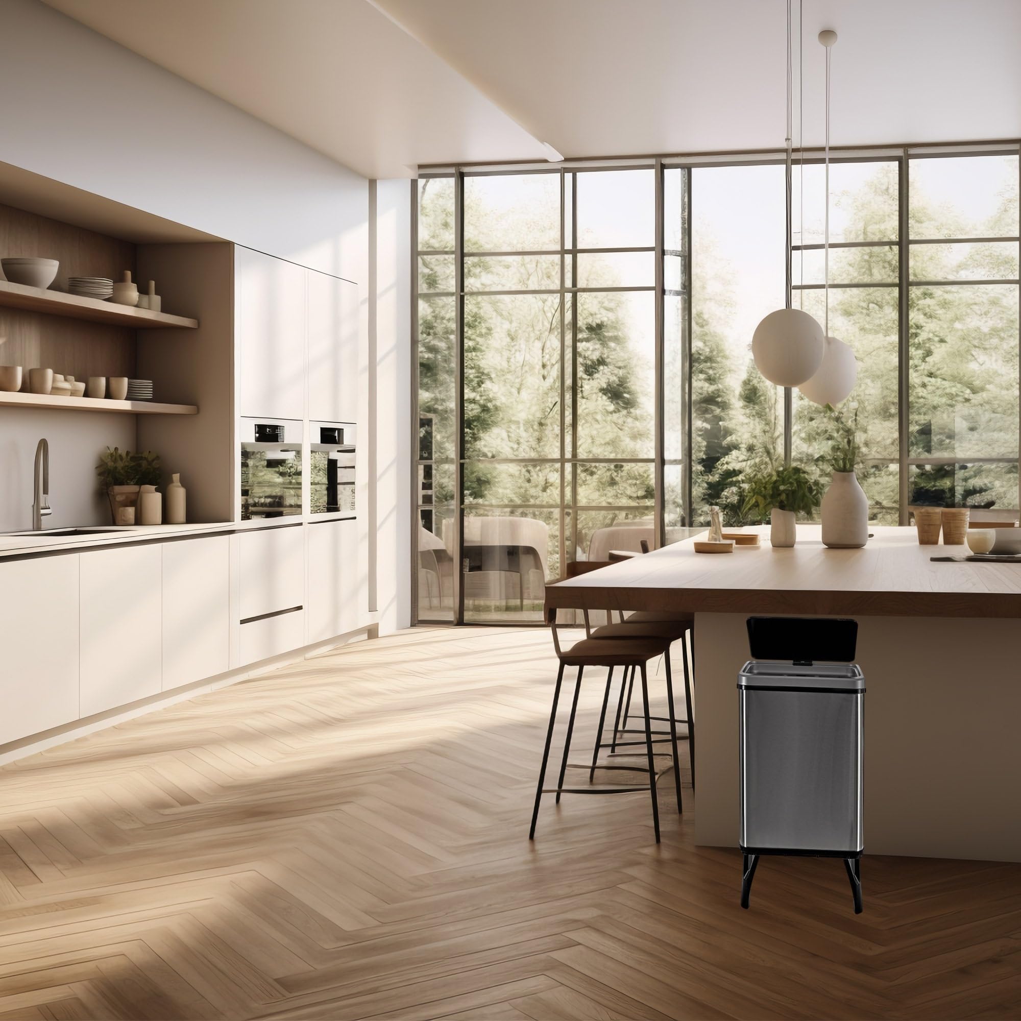 WELL HOME MOBILIARIO & DECORACIÓN 3 bidoni della spazzatura intelligente da 40 l, altezza: 71,5 (x35,5 x 26), grigio con etichette magnetiche