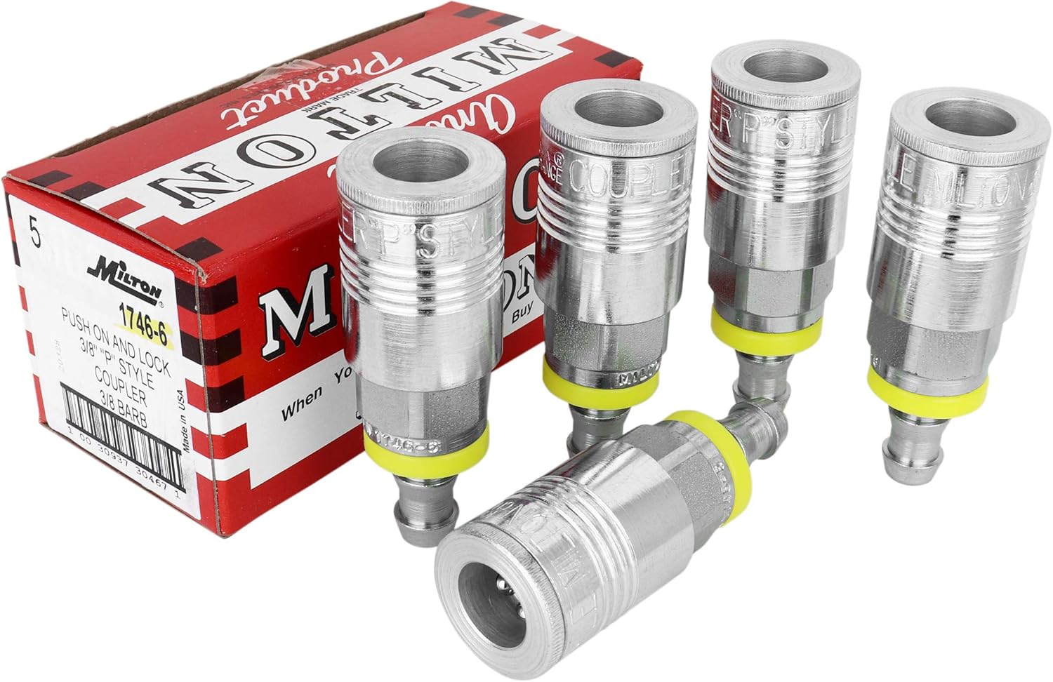 Milton 1746-6 3/8" Hose Barb P Style Push On and Lock Coupler - Box of 5