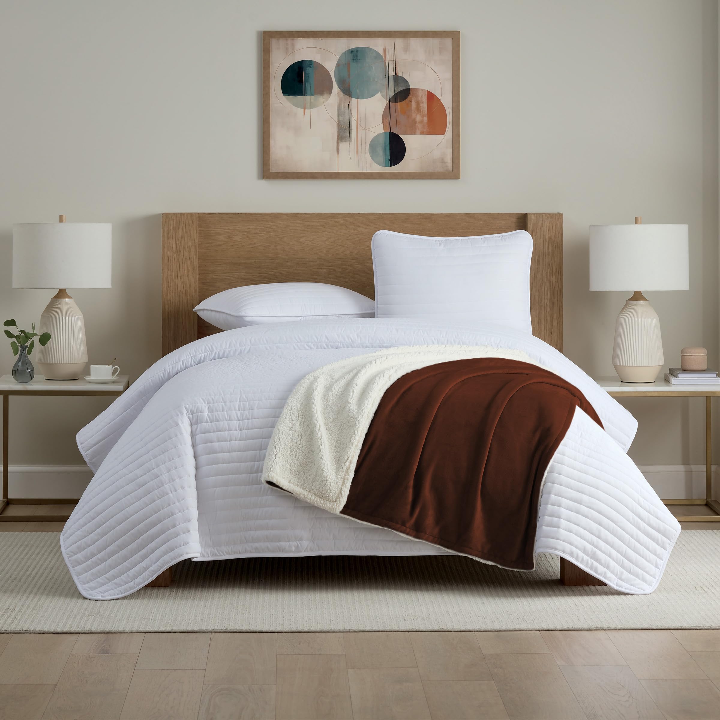 Arkwright Reversible Sherpa Fleece Throw Blanket - 68x90 Inch Plush & Fluffy Twin Size, Chocolate Brown - View #8