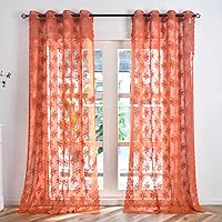 Vista 9 de Kotile - Cortinas con ojales de 95 pulgadas de largo, juego de 2 cortinas de encaje semi-traslúcidas de estilo rústico floral para sala de estar