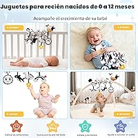 Vista 3 de Asiento de coche en espiral para bebés de 0 a 6 meses, asiento de coche para bebé, juguetes sensoriales de alto contraste, accesorios para colgar