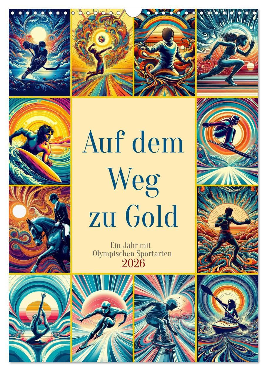 On the way to gold - A year with Olympic sports UK-Version (Wall Calendar 2026 DIN A3 Portrait), CALVENDO 12 Month Wall Calendar — image 1