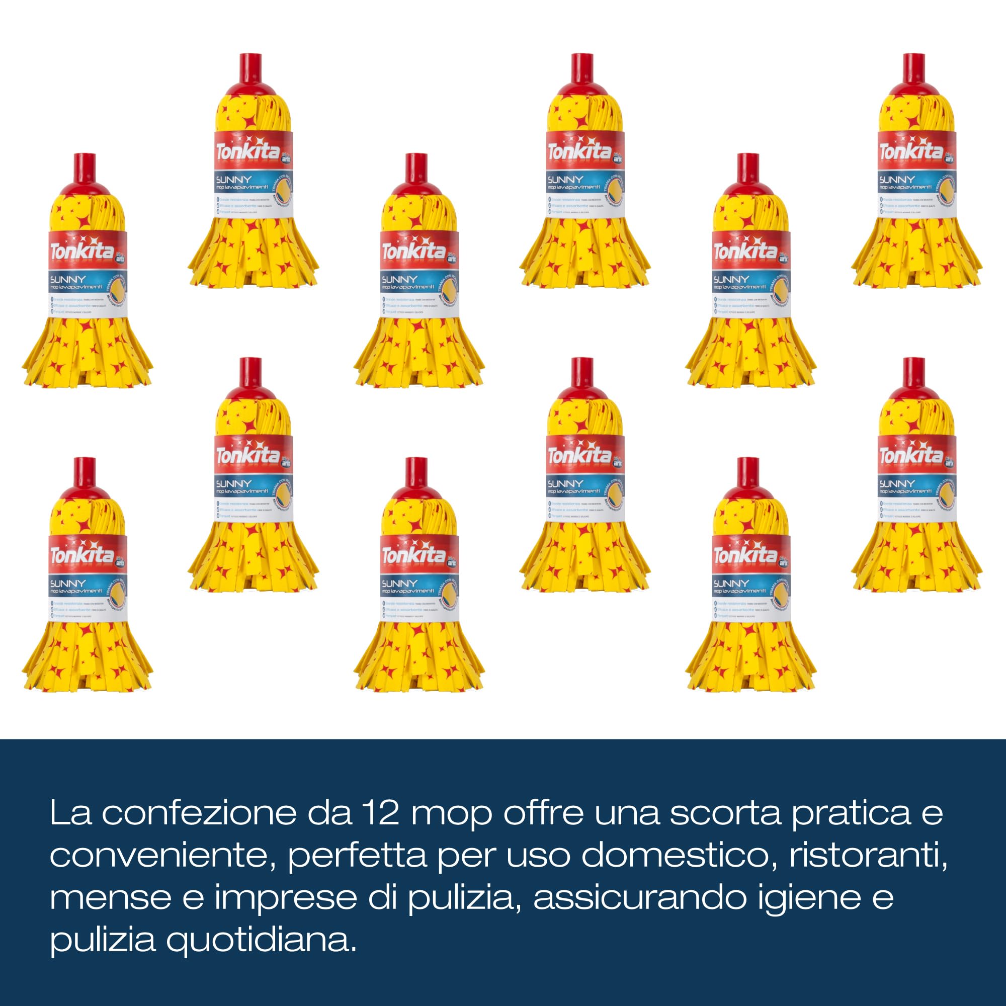 TONKITA Sunny Mop - Mopa de Microfibra de Repuesto, Apta para Todas Las Superficies, Limpieza Profunda y súper absorción – Paquete de 12 Unidades