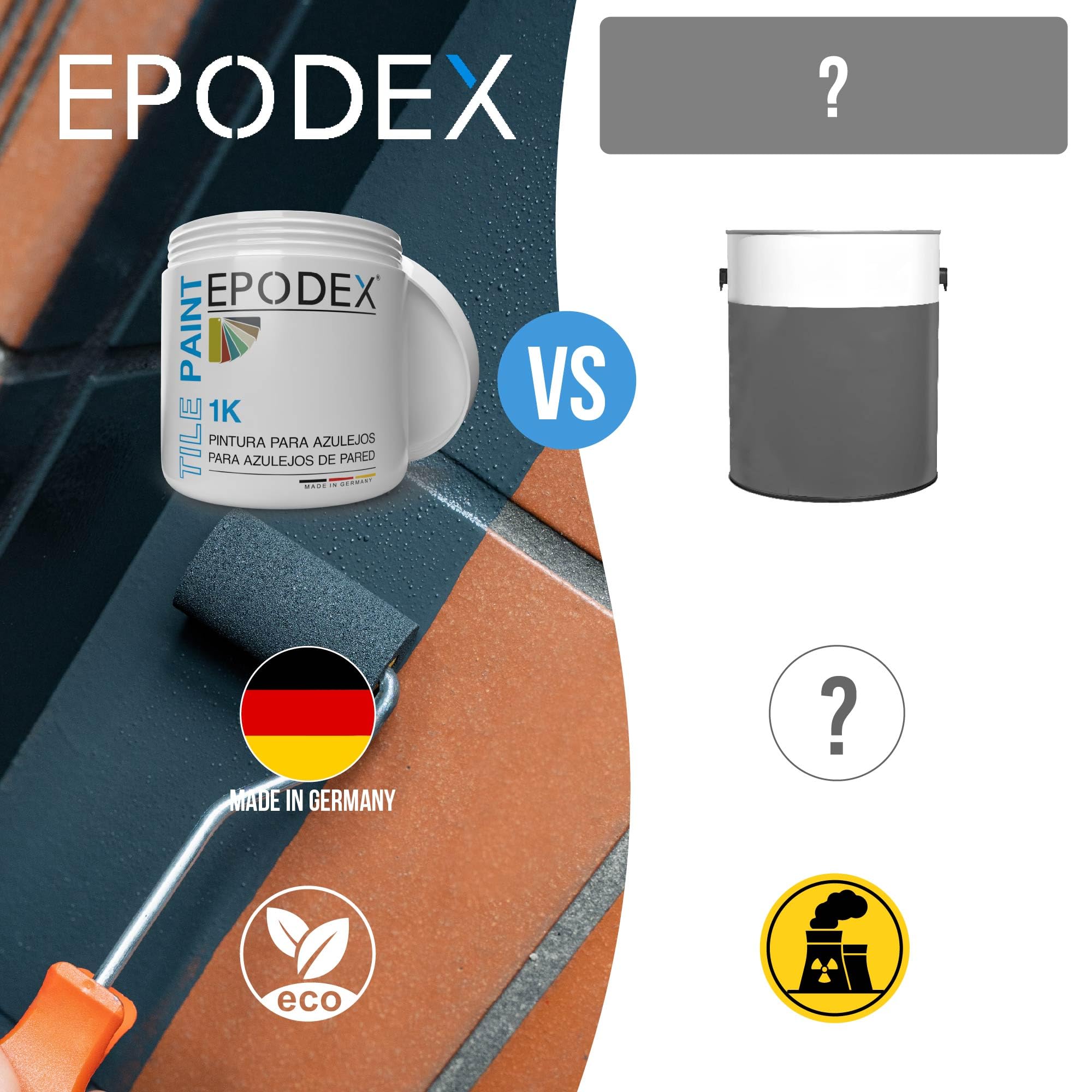 EPODEX Pintura para azulejos 1K, Pintura azulejos cocina, baño y más, Revestimiento satinado para paredes interiores, 1kg (8m² por capa) - Nordic - Pastel