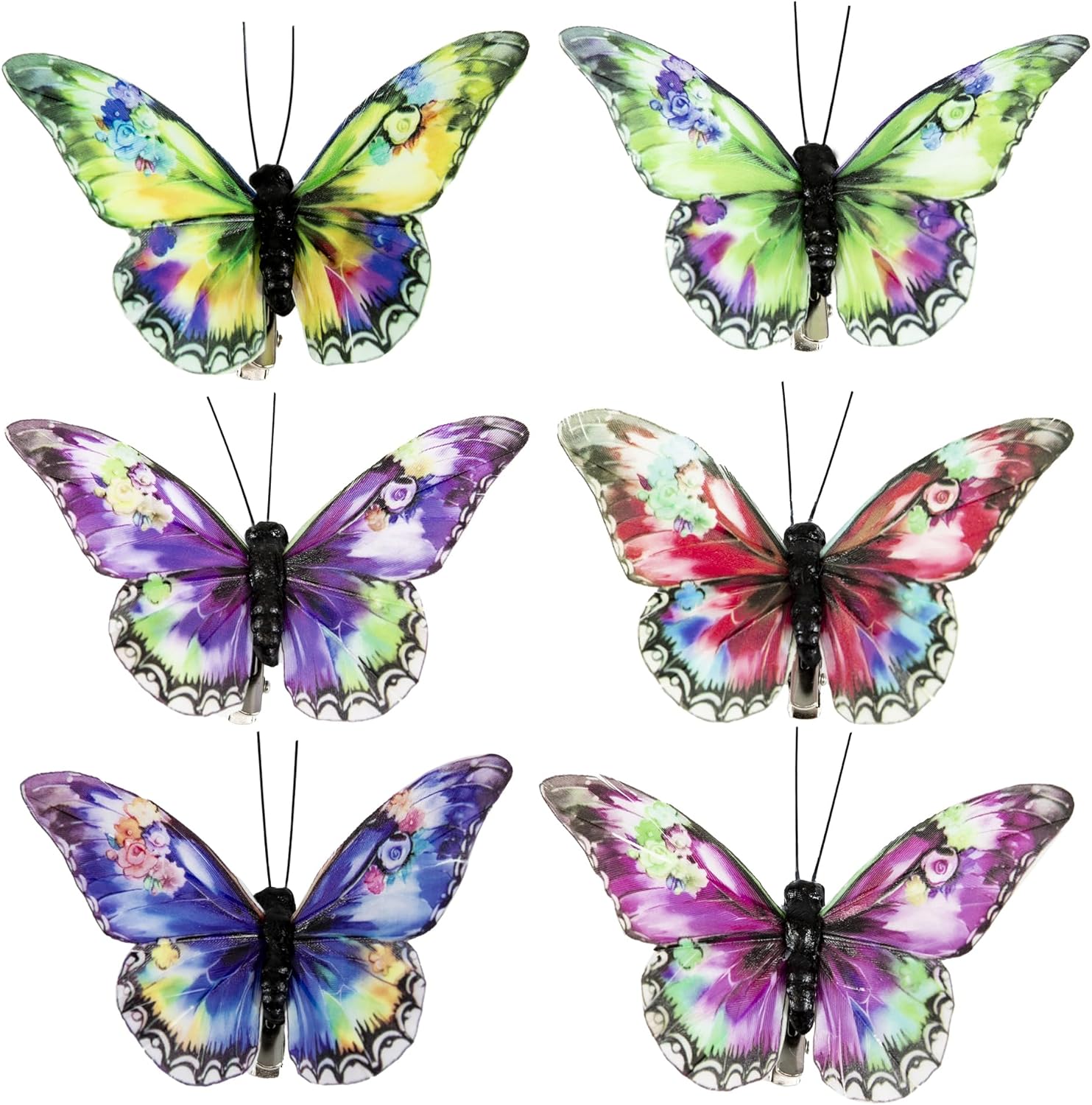 Cartanfill- Artificial Feather Simulation Watercolor Butterfly Party Decoration Set, a Set of 12 Pieces with Clips, Used for Home Decoration in 6 Colors.