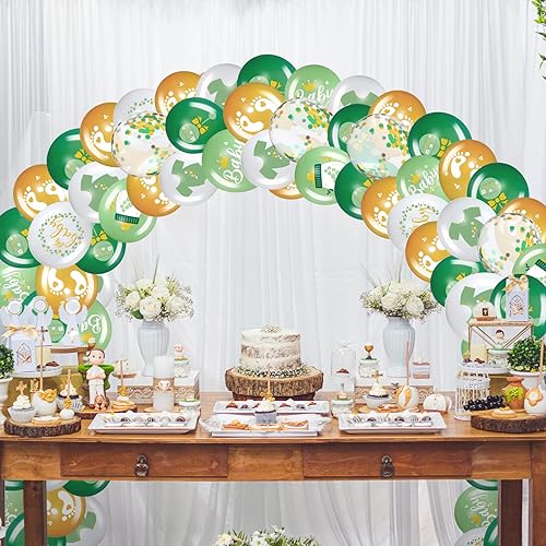 Miniatura 6 de Juego de 50 globos de látex verde salvia, decoración temática para el primer cumpleaños, revelación de género, suministros neutros para fiesta de