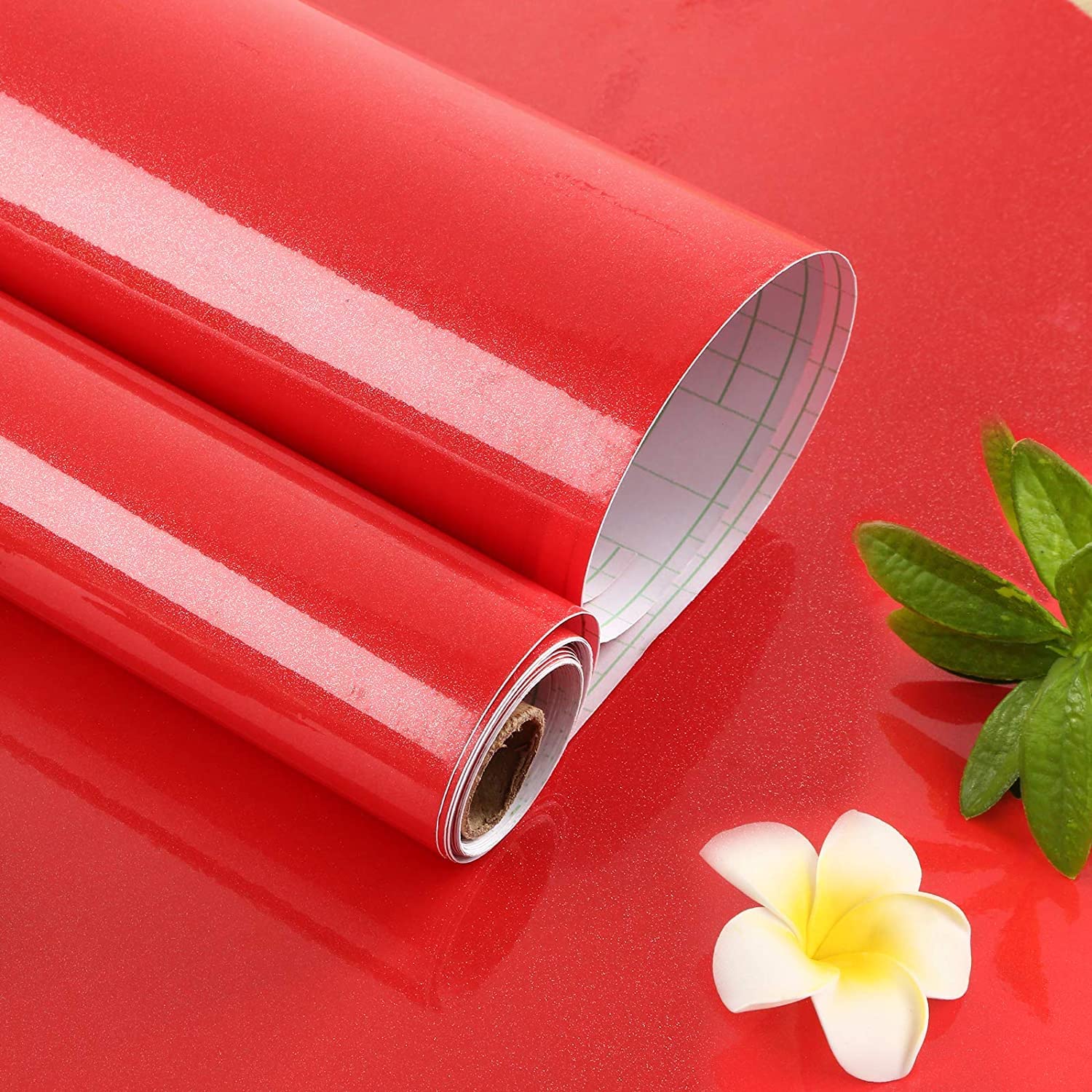 SUNBIRD Self-Adhesive Solid Color Matte Textured Vinyl Peel and Stick Wallpaper Paper Wallpaper Shelf Liner Home Decorative Paper 18 X 78 Inches (Red) (B09SV787XT) Amazon Price History, Amazon Price Tracker