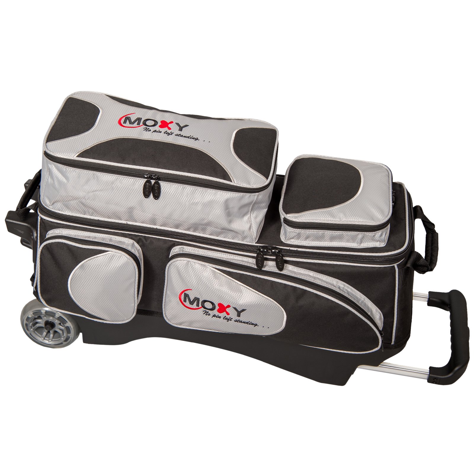 Bowlerstore Products Moxy Deluxe Triple Roller Bowling Bag - Silver/Black