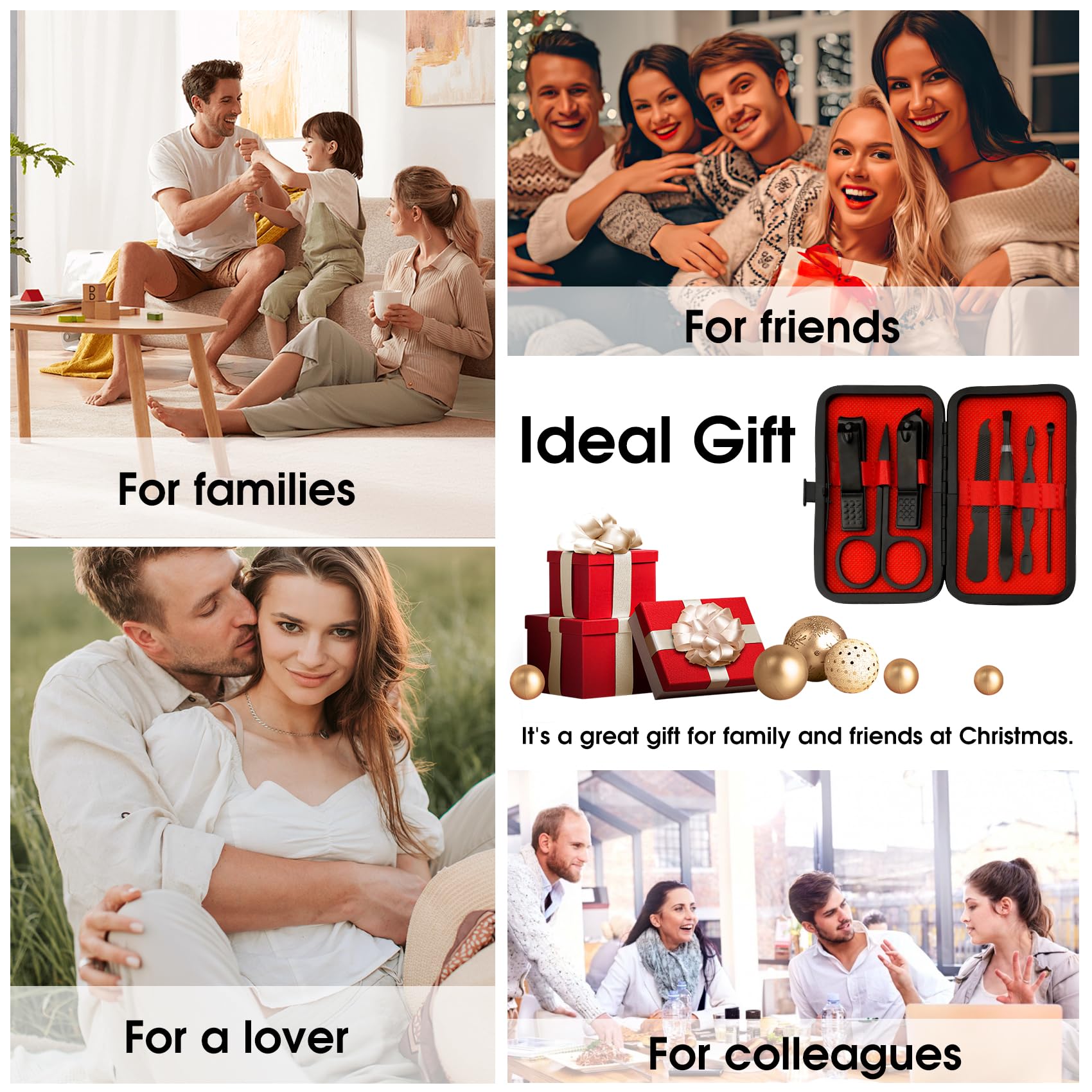 Juego de manicura, kit de manicura para hombres, divertidos rellenos de calcetines de Navidad para hombres y mujeres, regalos de Navidad para mamá, papá, marido, esposa, colegas, juego de cortaúñas