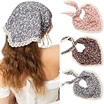 Bandana Headband Chiffon Scarf Headbands - Hair Bandana Floral Hair Kerchief Print Hair Scarves Kerchief for Women (Black/Yellow/White)